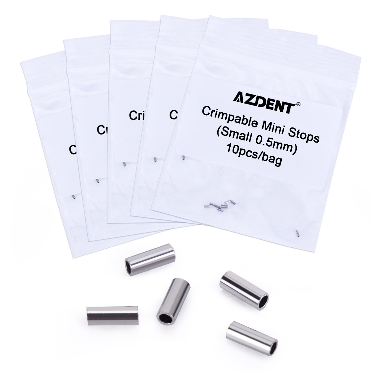 Dental Orthodontic Crimpable Mini Stops 0.5mm/0.8mm for Round Arch Wire 10pc/bag
