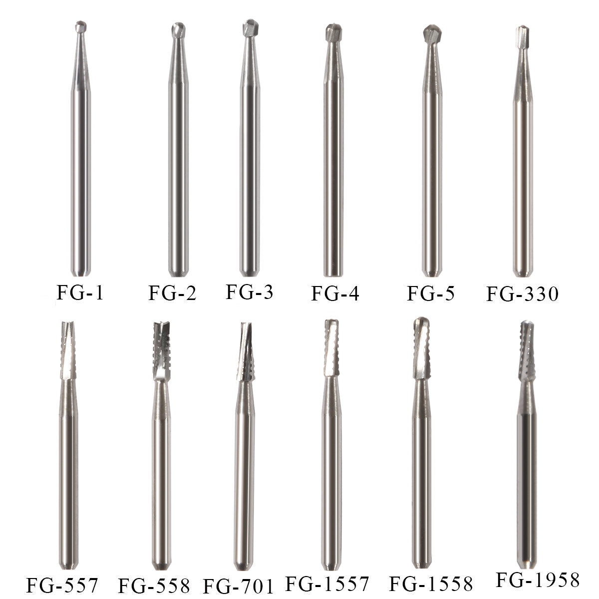 Dental Carbide Burs FG1/2/3/4/5/6/7/8 Round for High Speed Handpiece 10 -100Pcs