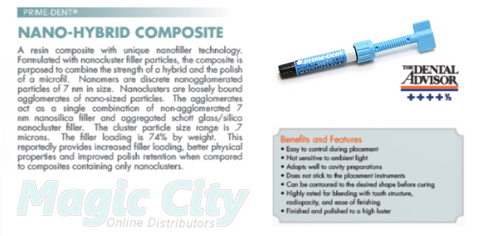 Prime-Dent Light Cure Nano-Hybrid Dental Resin Composite A1 Syringe