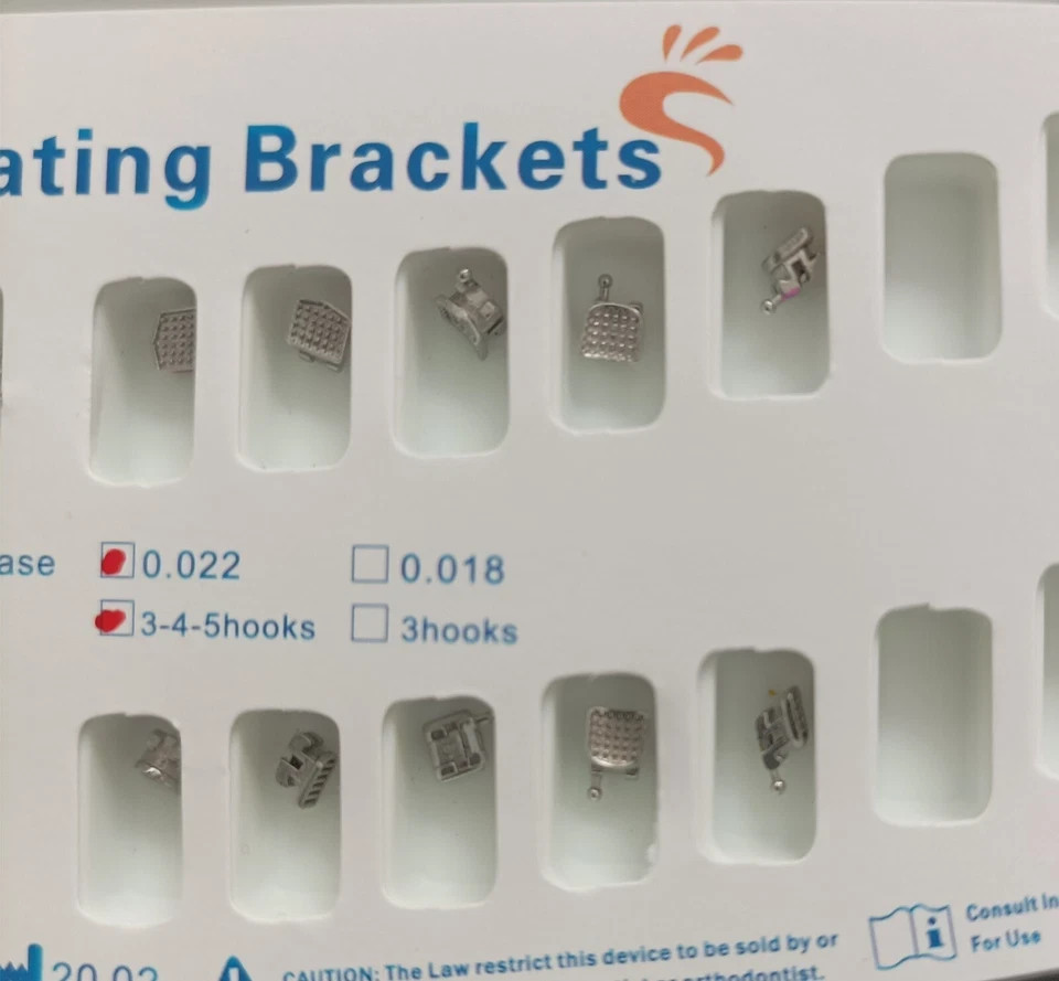 20Pcs Dental Self-ligating Orthodontic Brackets Metal Braces Roth 022 345 hooks