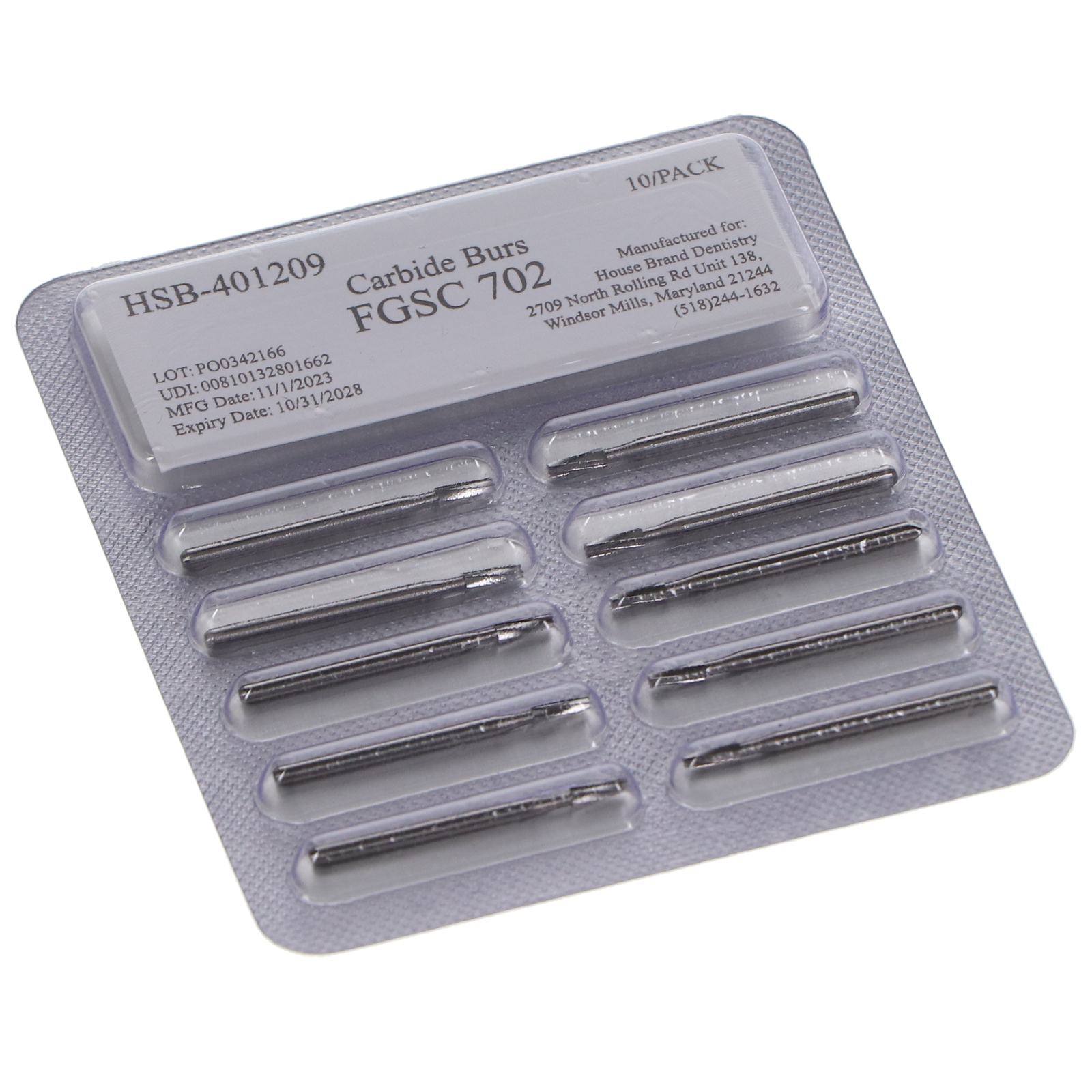 House Brand Dentistry FG #702 Taper Fissure Crosscut Surgical Carbide Burs 100Pk