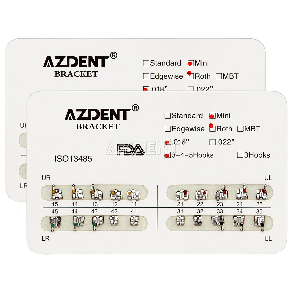10 Kits AZDENT Dental Orthodontic Metal Bracket Braces Mini Roth .018 Hooks 345