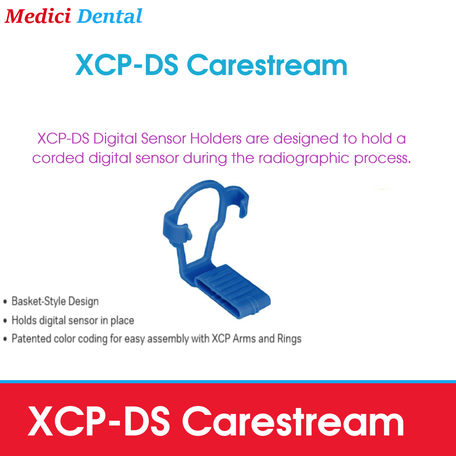 Dental XCP-DS Carestream Digital Sensor Holders Anterior, 2V, Blue, 3/Pk 553014