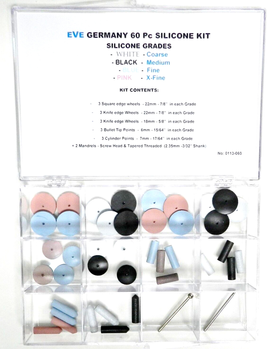 Silicone Polishing Wheel Assortment Kit 60 Pieces Eve Germany Jewelry Polishers