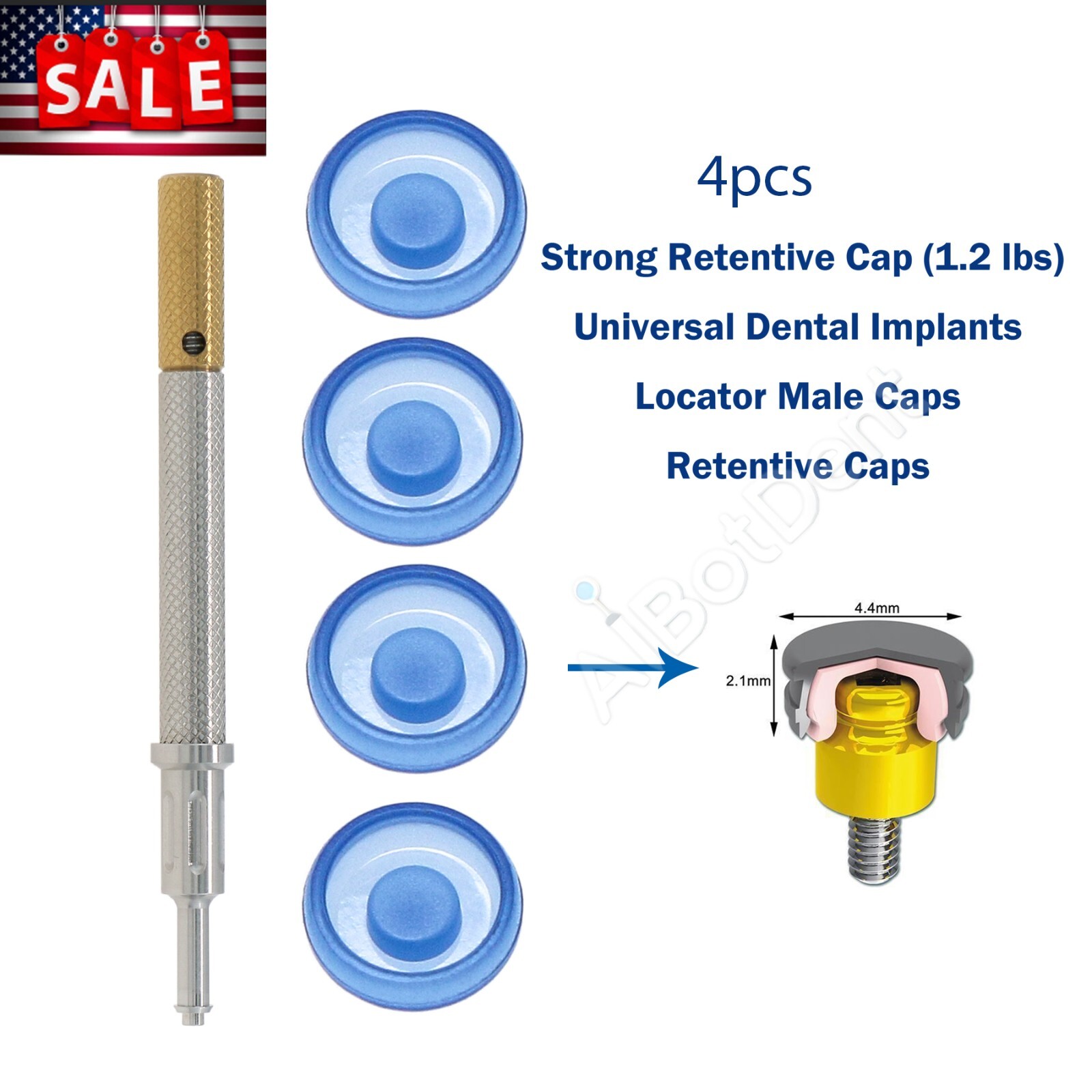 US Dental Nobel NP-NA353 Implant Attachment Abutment Male Caps Kit 3.0mm PEEK