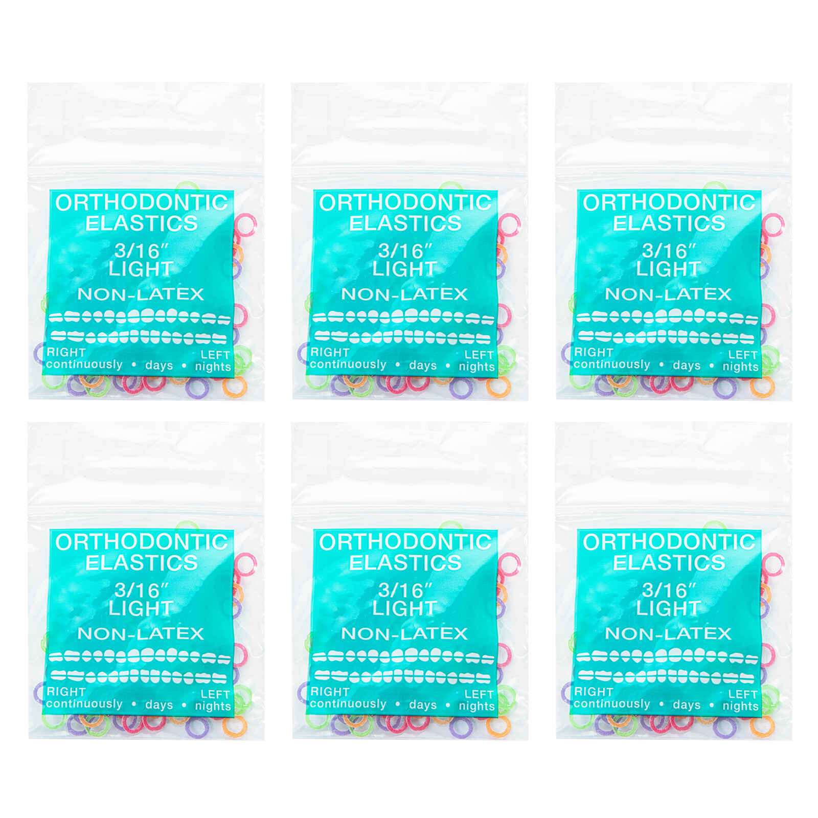 5 Size Dental Orthodontic Rubber Bands Elastic Neon Intraoral Light/Medium/Heavy