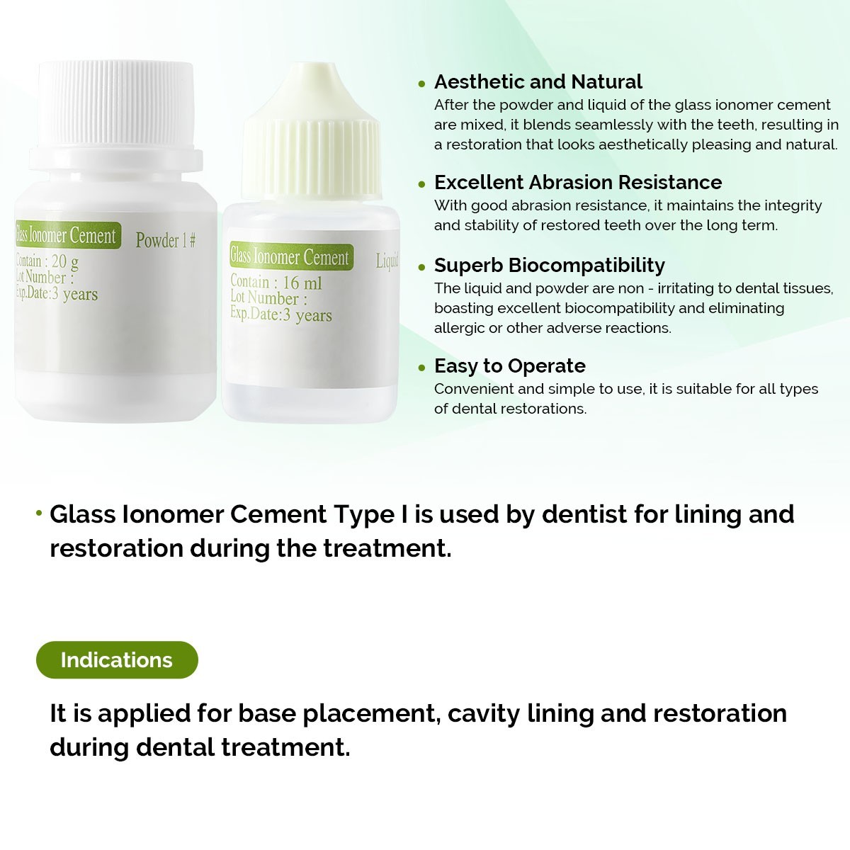 Dentex Dental Cemento de ionómero de vidrio Luting/Gel adhesivo para unir