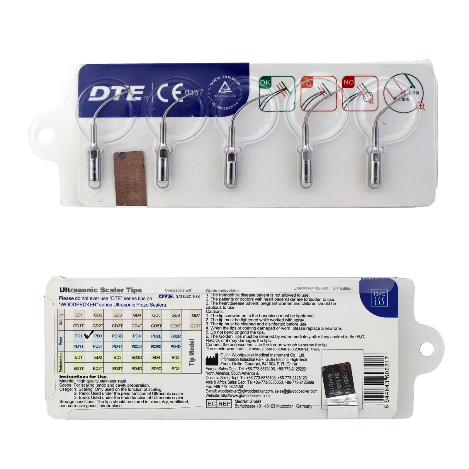 DTE Dental LED Scaler Handpiece HD-7L Woodpecker Ultrasonic Endo Perio Piezo Tip