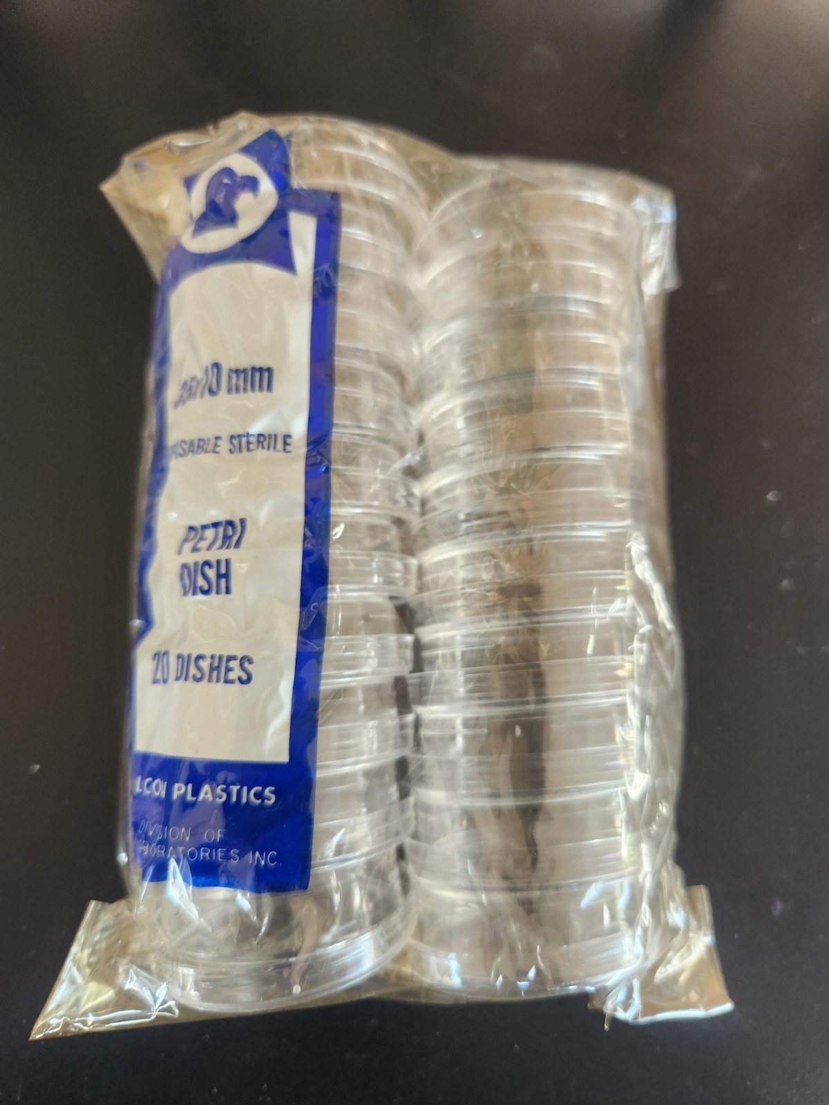 Falcon Plastics 35 mm x 10 mm Plastic Disposable Petri dishes (20 count bag)