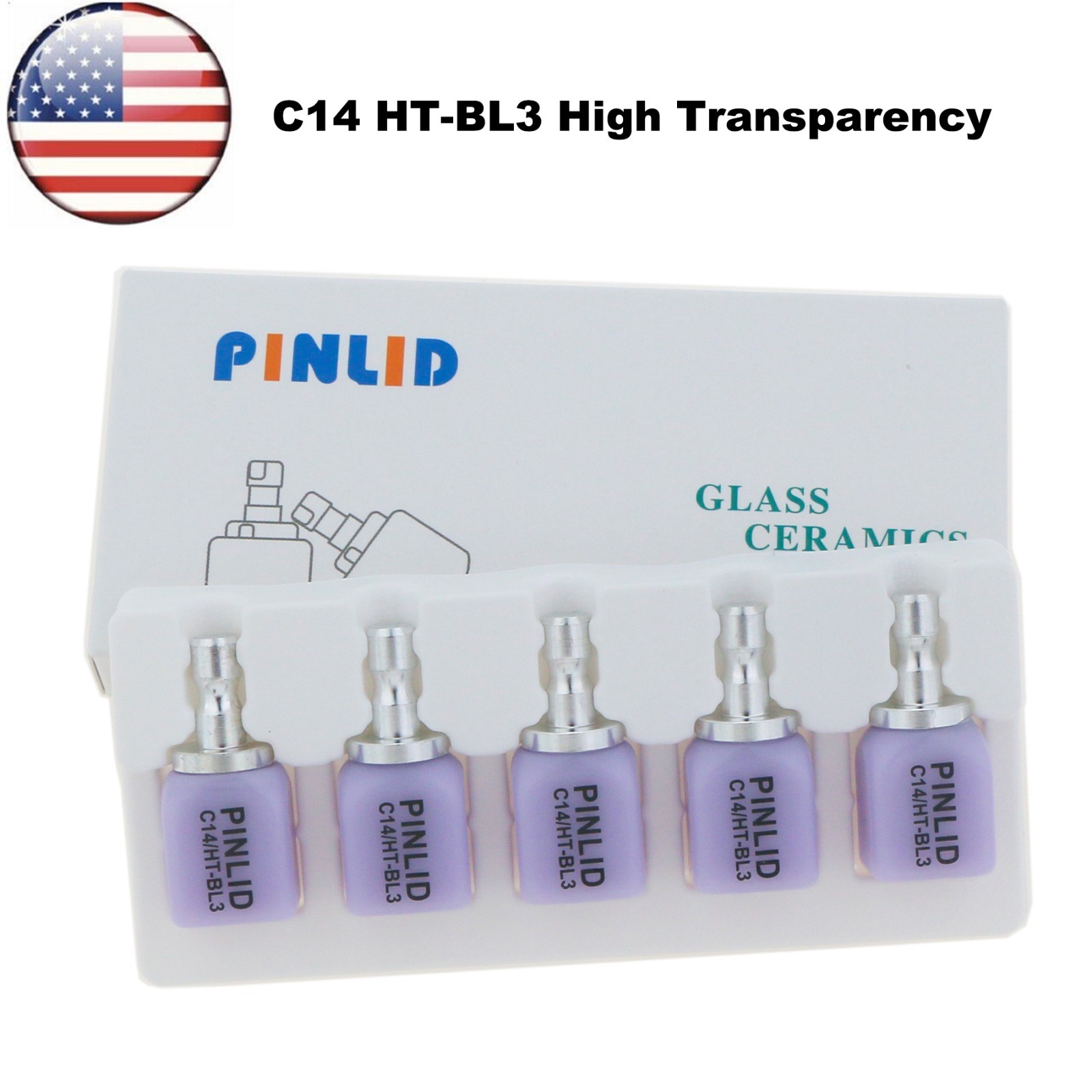 US C14 HT Dental Emax Glass Ceramic Blocks Lithium Disilicate CAD/CAM CEREC