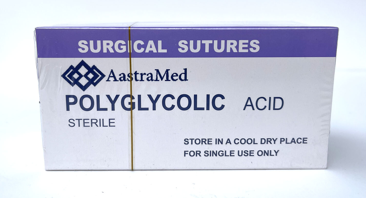 3/0 PGA Suture 48ct (2 Boxes) Polyglycolic Acid, Veterinary Dental, R-cut 24mm