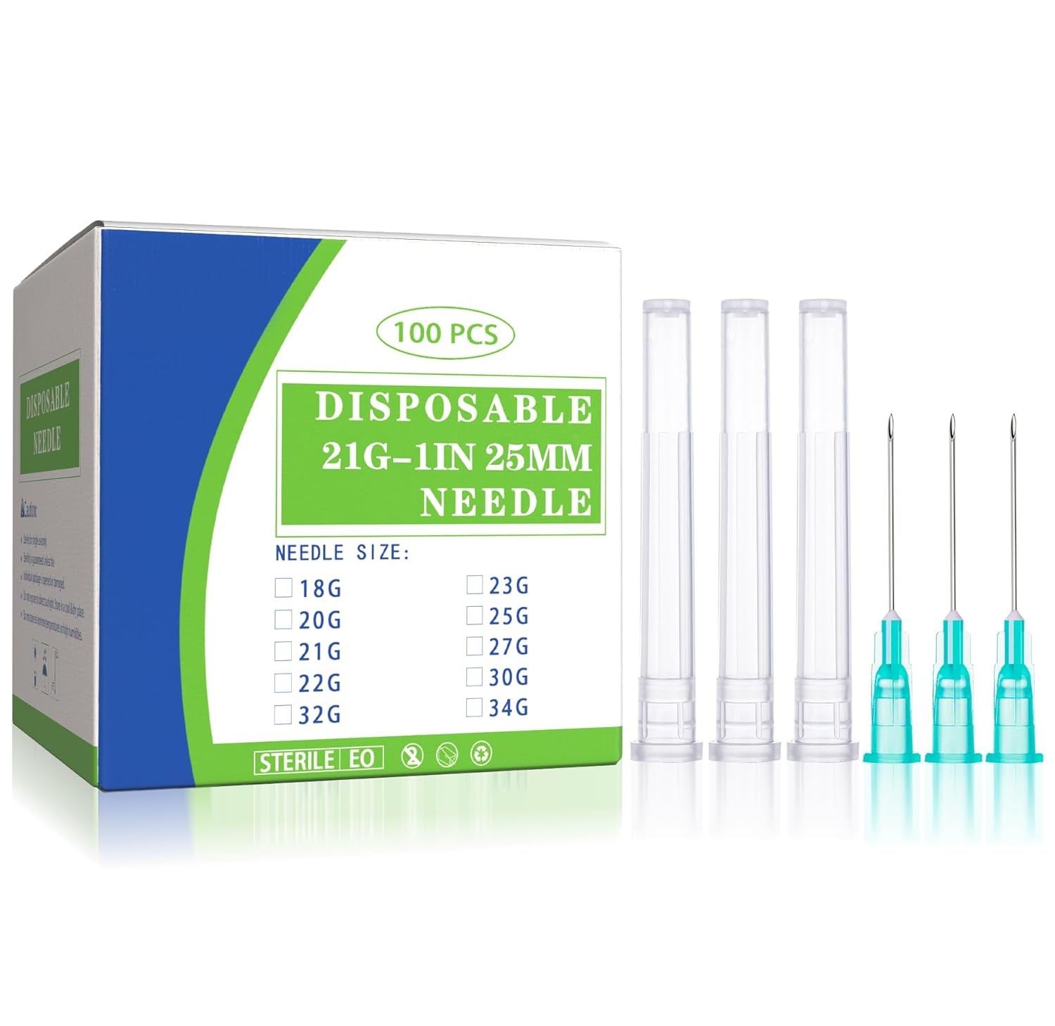 21G 1 Inch Disposable Needle with Cap Lab Luer Lock Dispensing Needles Accessori