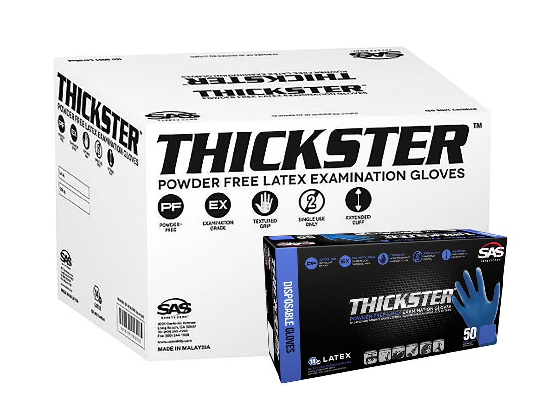 SAS 6604 Thickster Rubber Gloves Powder Free 14mil Version XL (10/Boxes of 50)