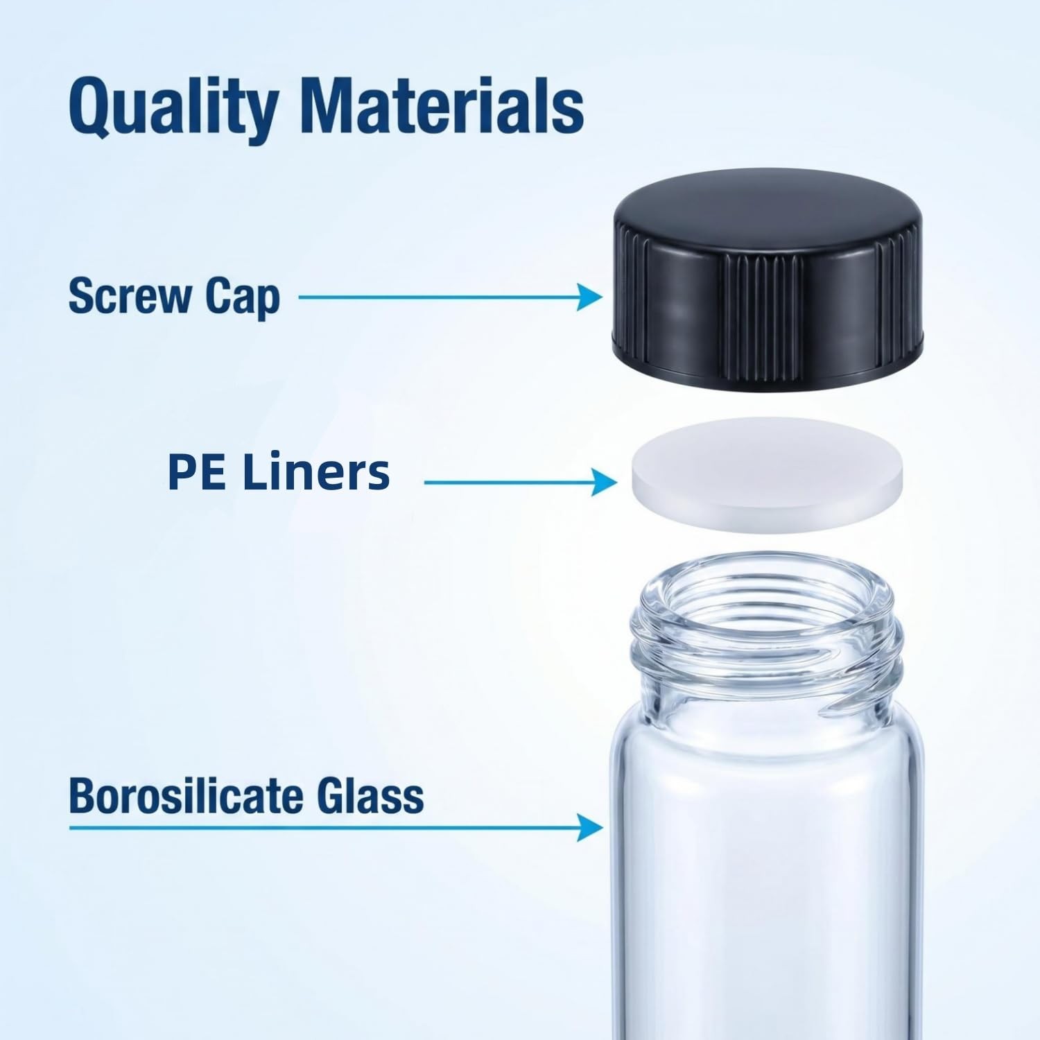 5 Dram Clear Sample Vials, Small Liquid Glass Vial, 20ml Borosilicate Glass E…