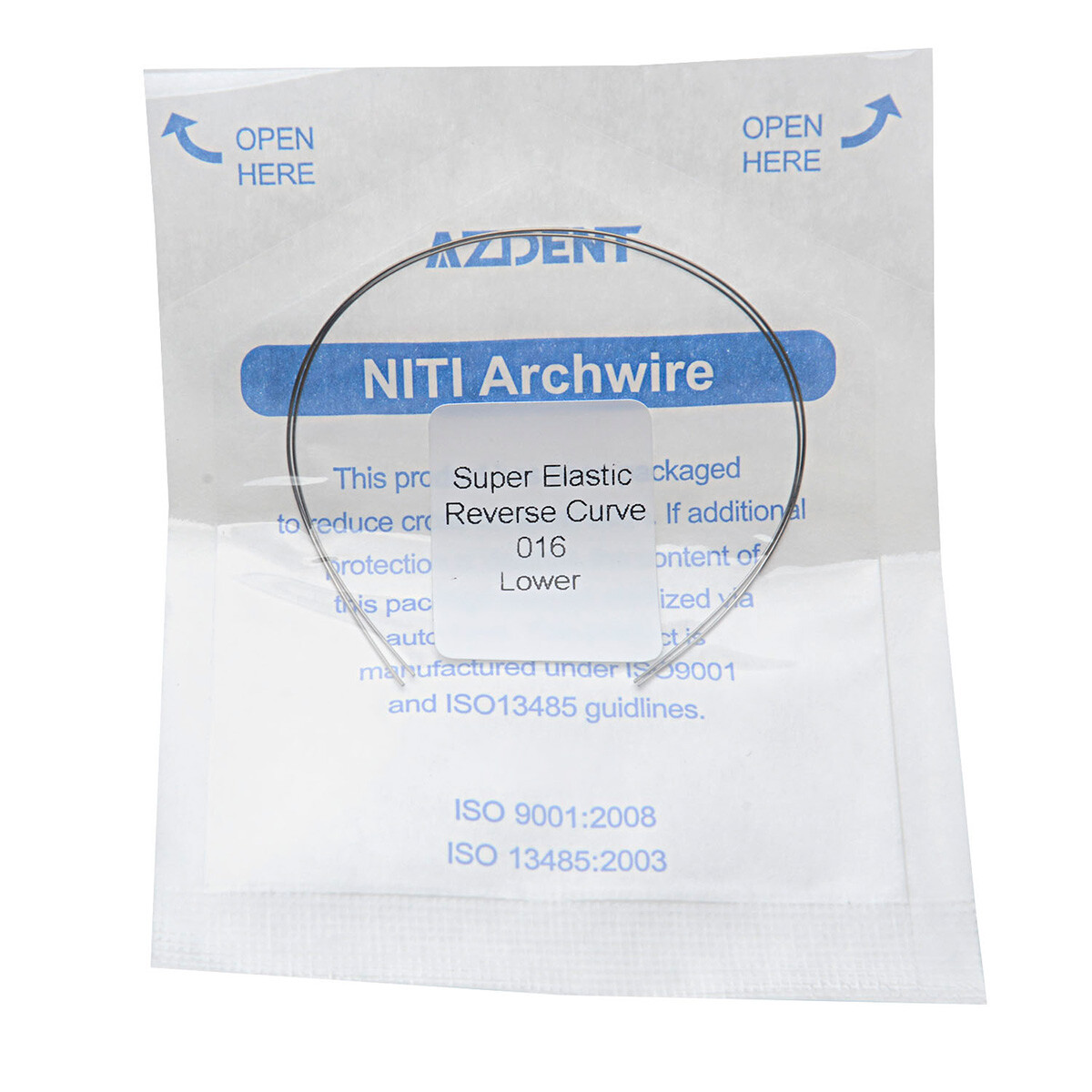 2pcs AZDENT Dental Orthodontic Super Elastic Niti Reverse Curve Round Arch Wire