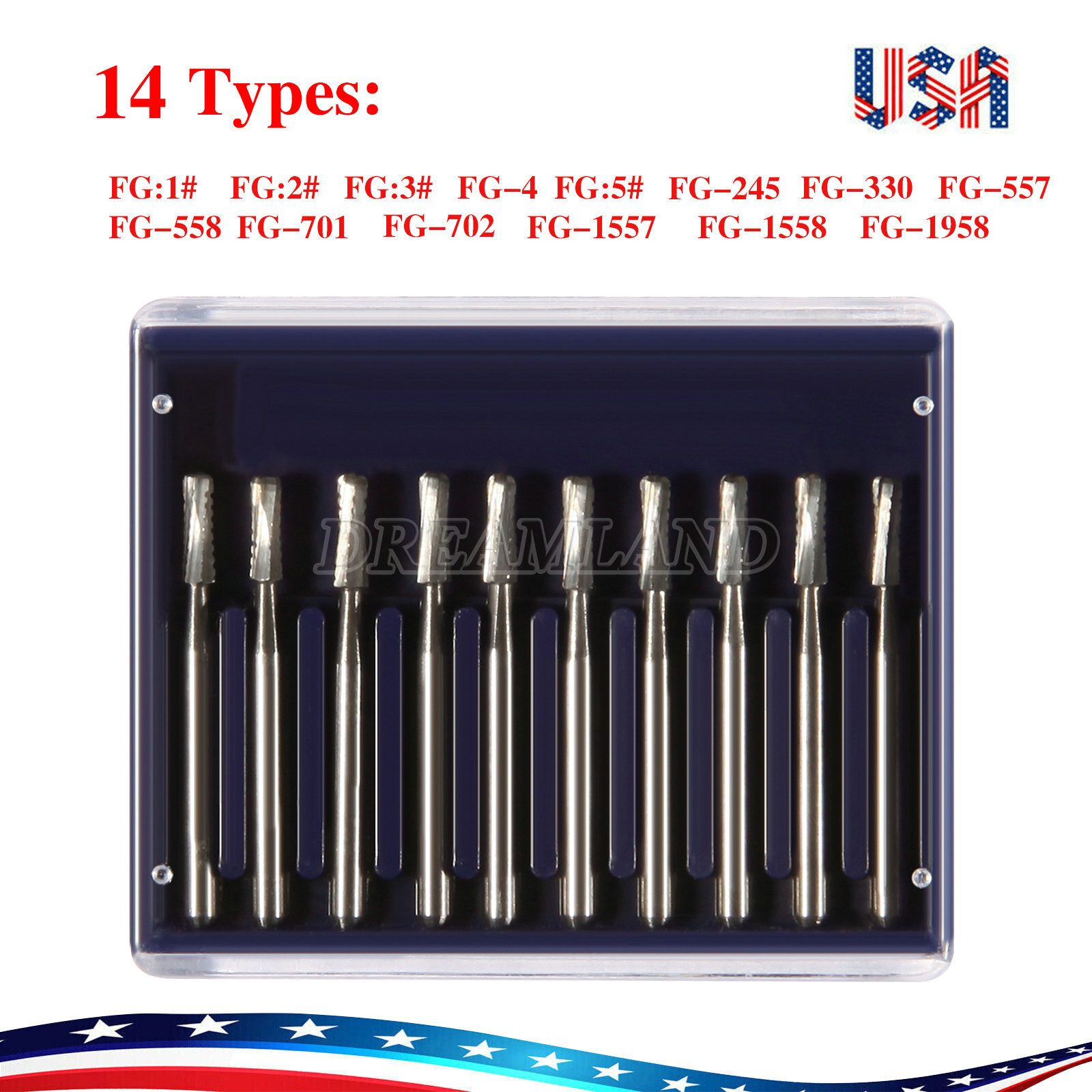 Dental Round Carbide Burs Drill Tungsten Steel For High/ Low Speed Handpiece