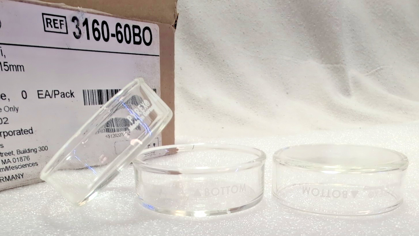 Corning PYREX Glass 60 x 15mm Petri Culture Dish Bottom 3160-60BO Box of 12