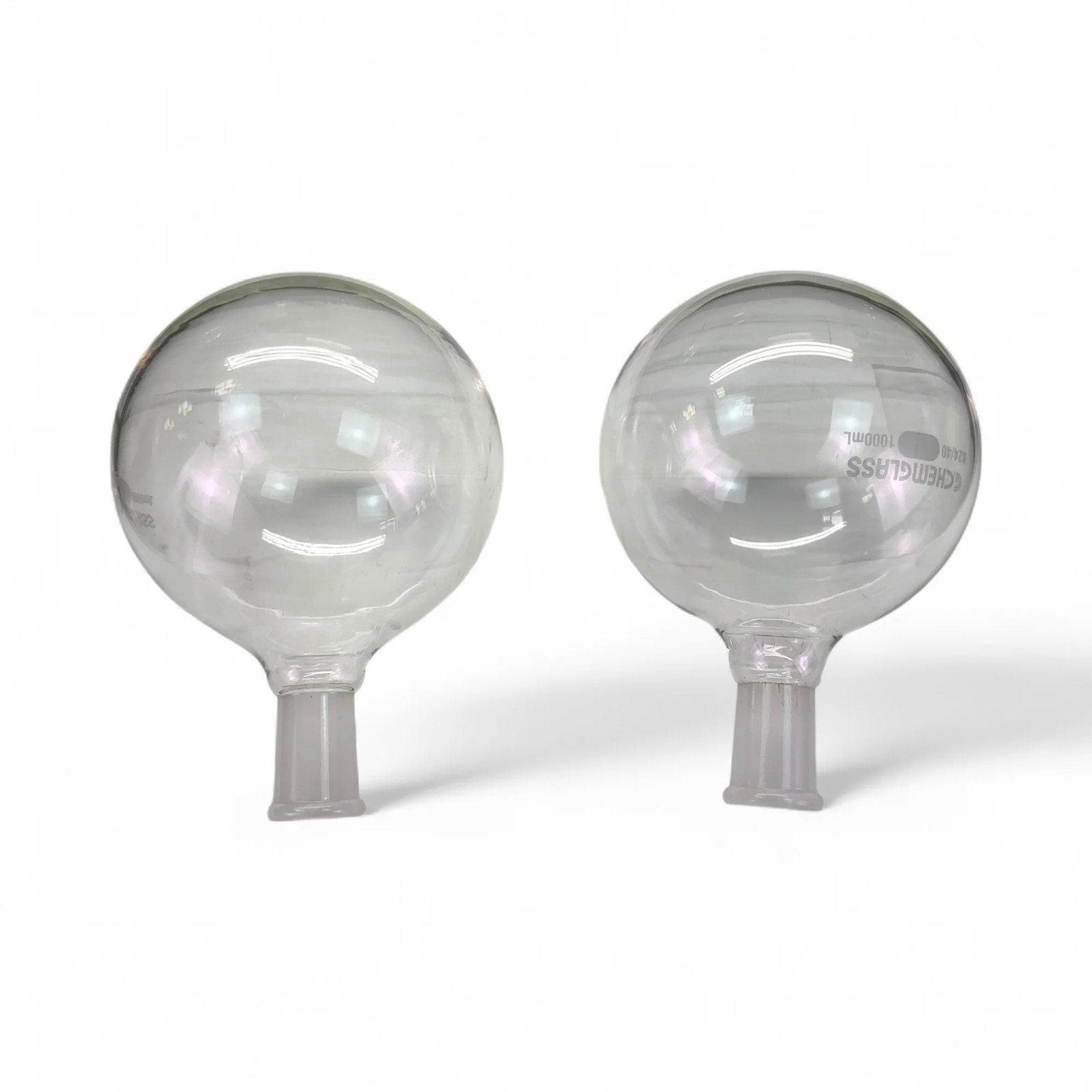 Lot of 2x Chemglass 1000mL Single Neck Round Bottom Flasks 24/40 CG-1506-23