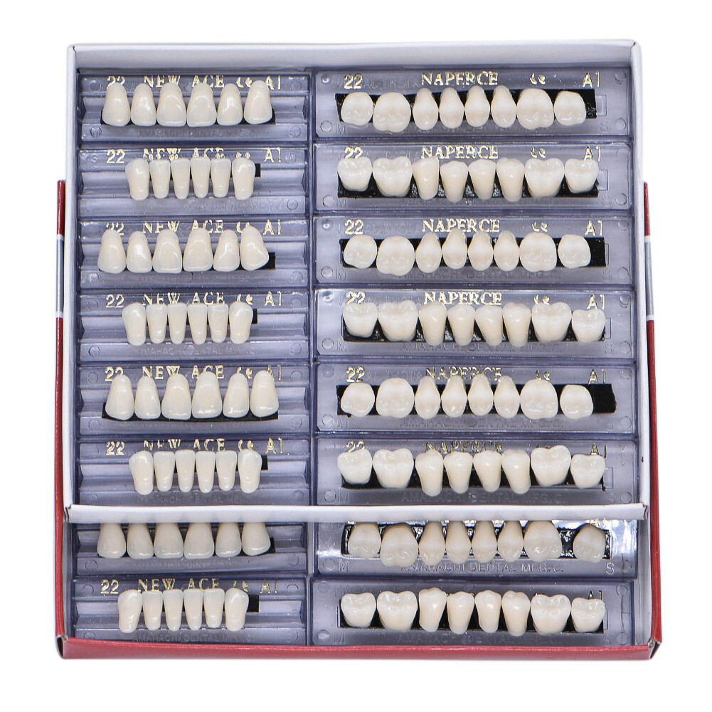 168Pcs Acrylic Resin Denture #22 Dental Upper Lower Shade A1 Teeth Set HOT #22A1