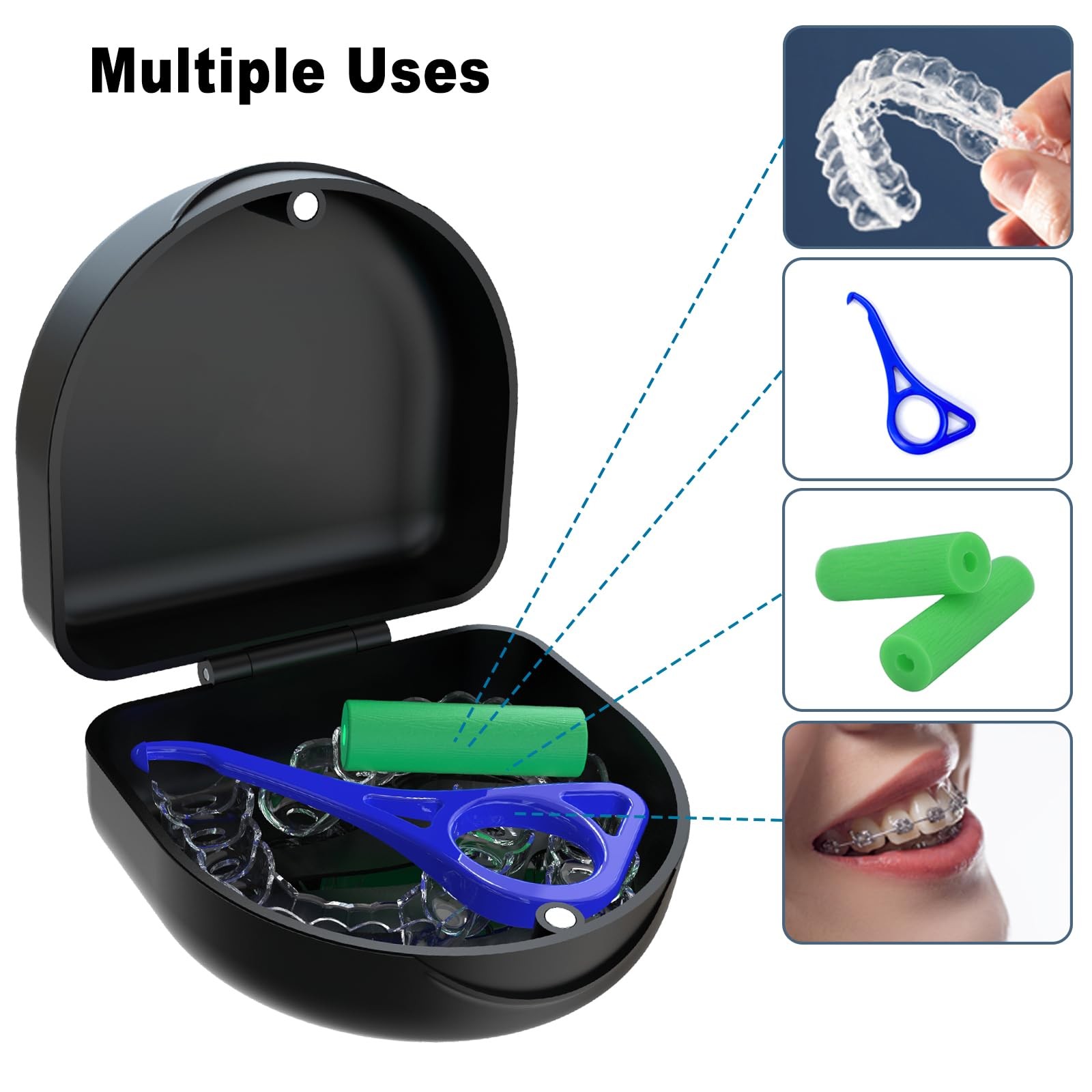 Retainer Case Denture Case: BVN Orthodontic Dental Case, Slim 1pcs, Black