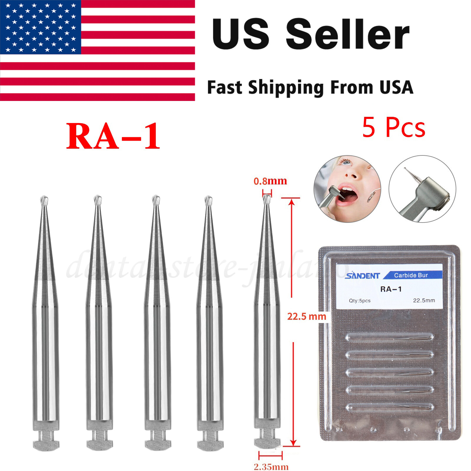 Round Carbide Burs for Slow Speed Latch RA (Choose Your Size & Qty) 22.5mm