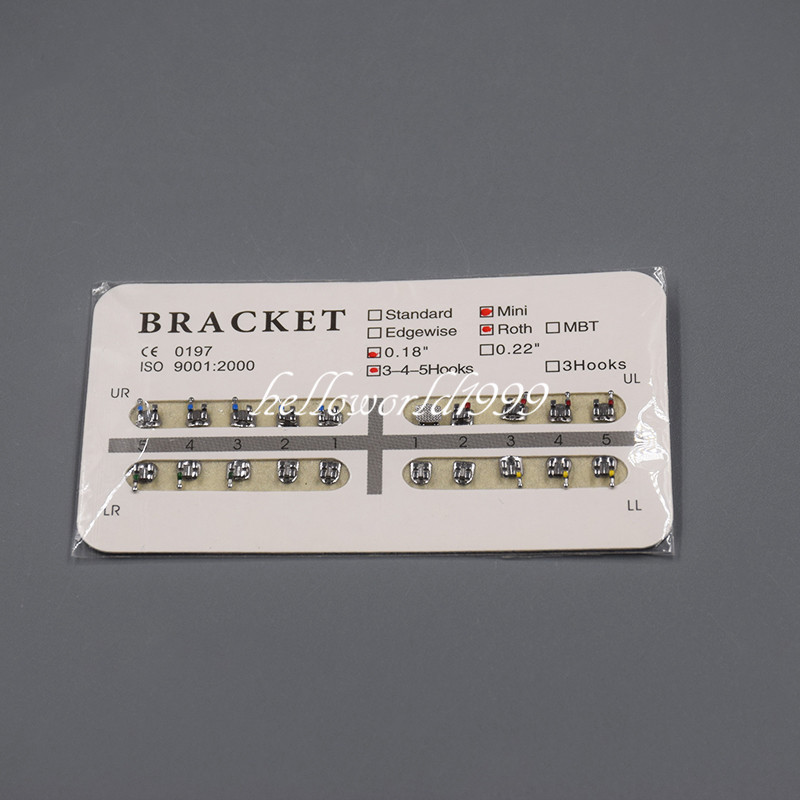 5 Packs Dental Metal Brackets Braces Mini Roth .018 Slot 3-4-5 Hooks Orthodontic