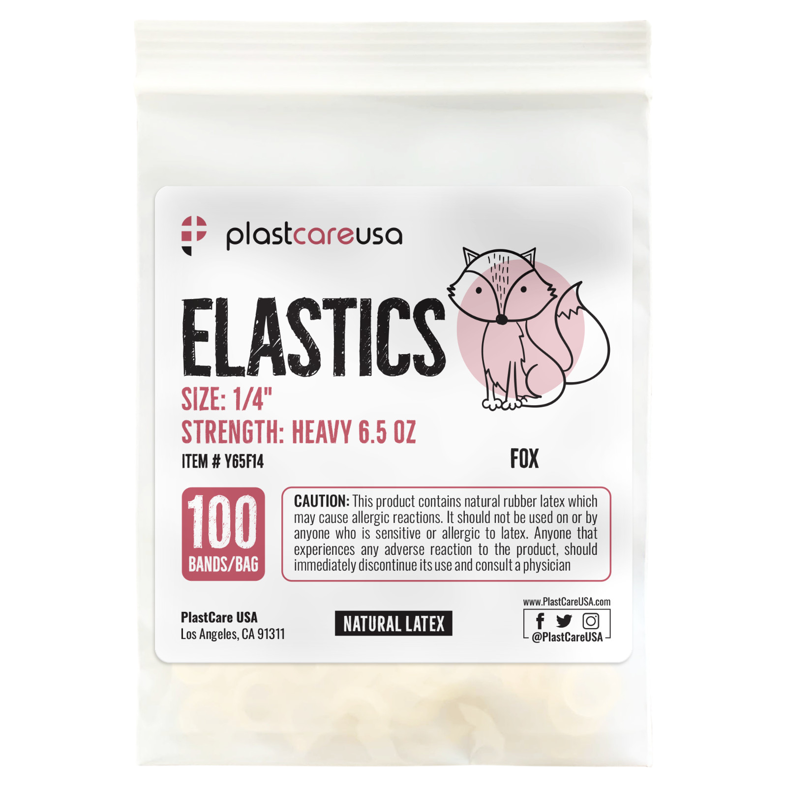 2000 Heavy 6.5 Oz 1/4″ Fox Orthodontic Latex Elastic Rubber Bands Braces