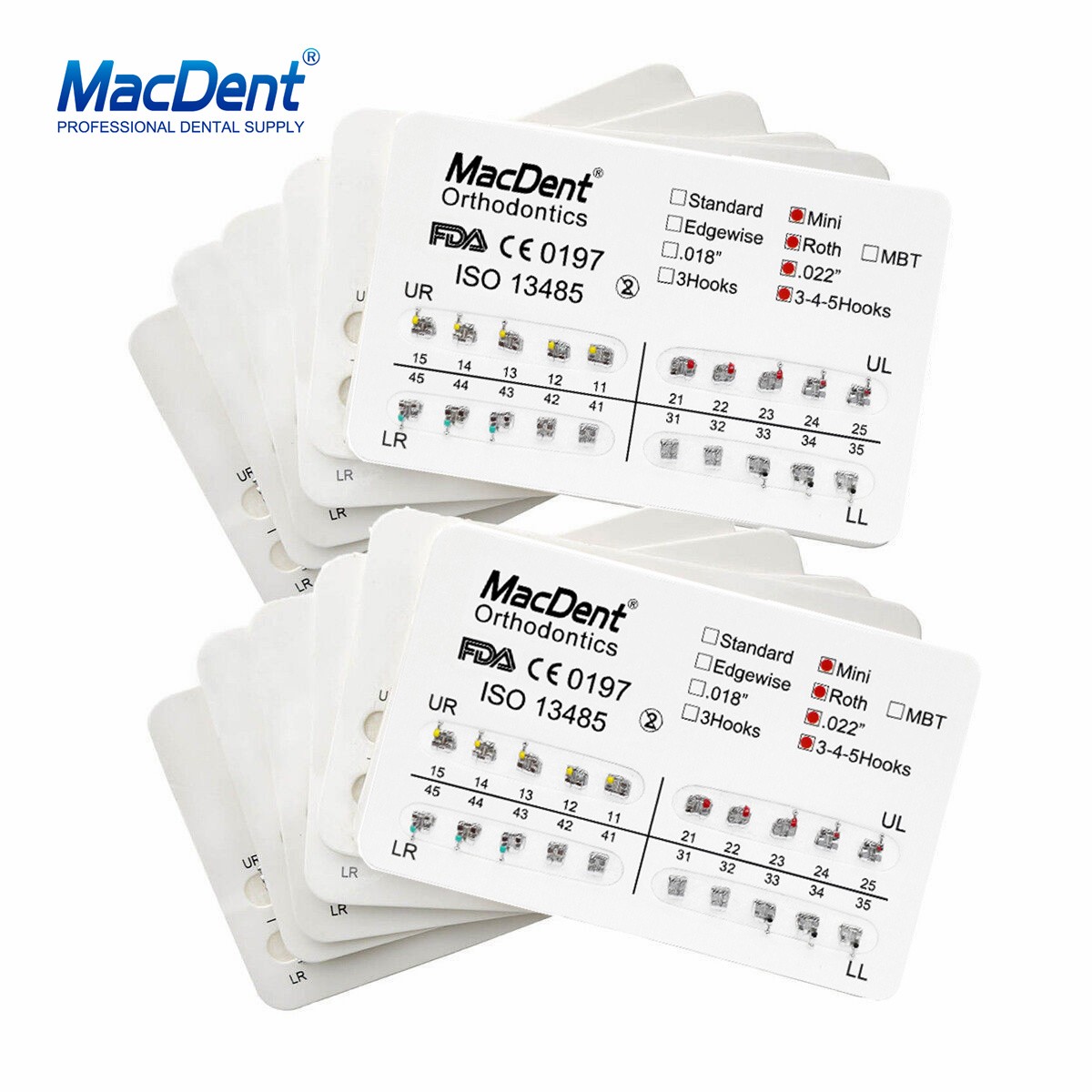 MacDent Dental Orthodontic Metal Brackets Braces Mini/Standard Roth/MBT 022/018
