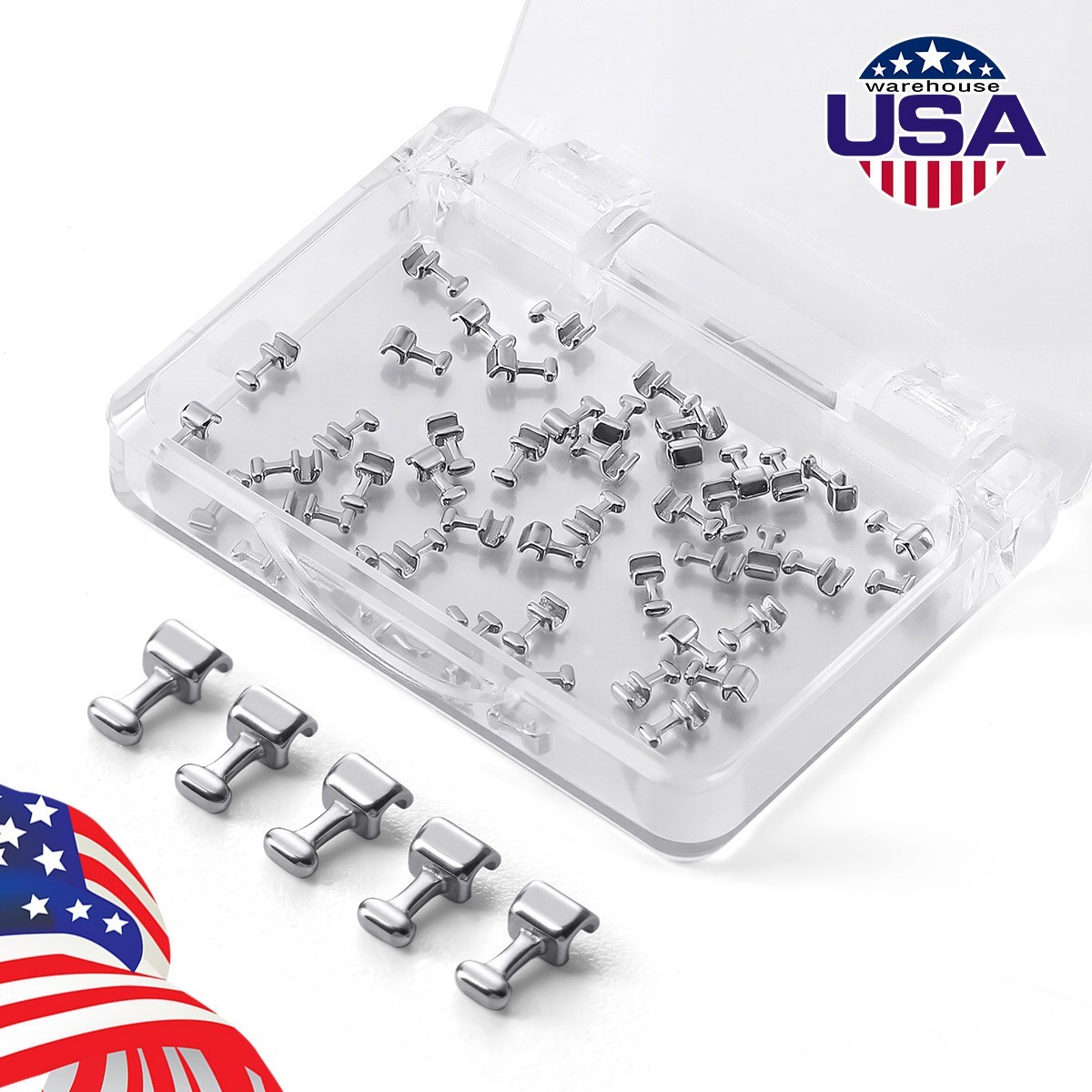 AZDENT Dental Ortho Crimpable Hooks Use Archwires 1.6/1.8/2.1/2.7/3.1/4/5.5/7mm