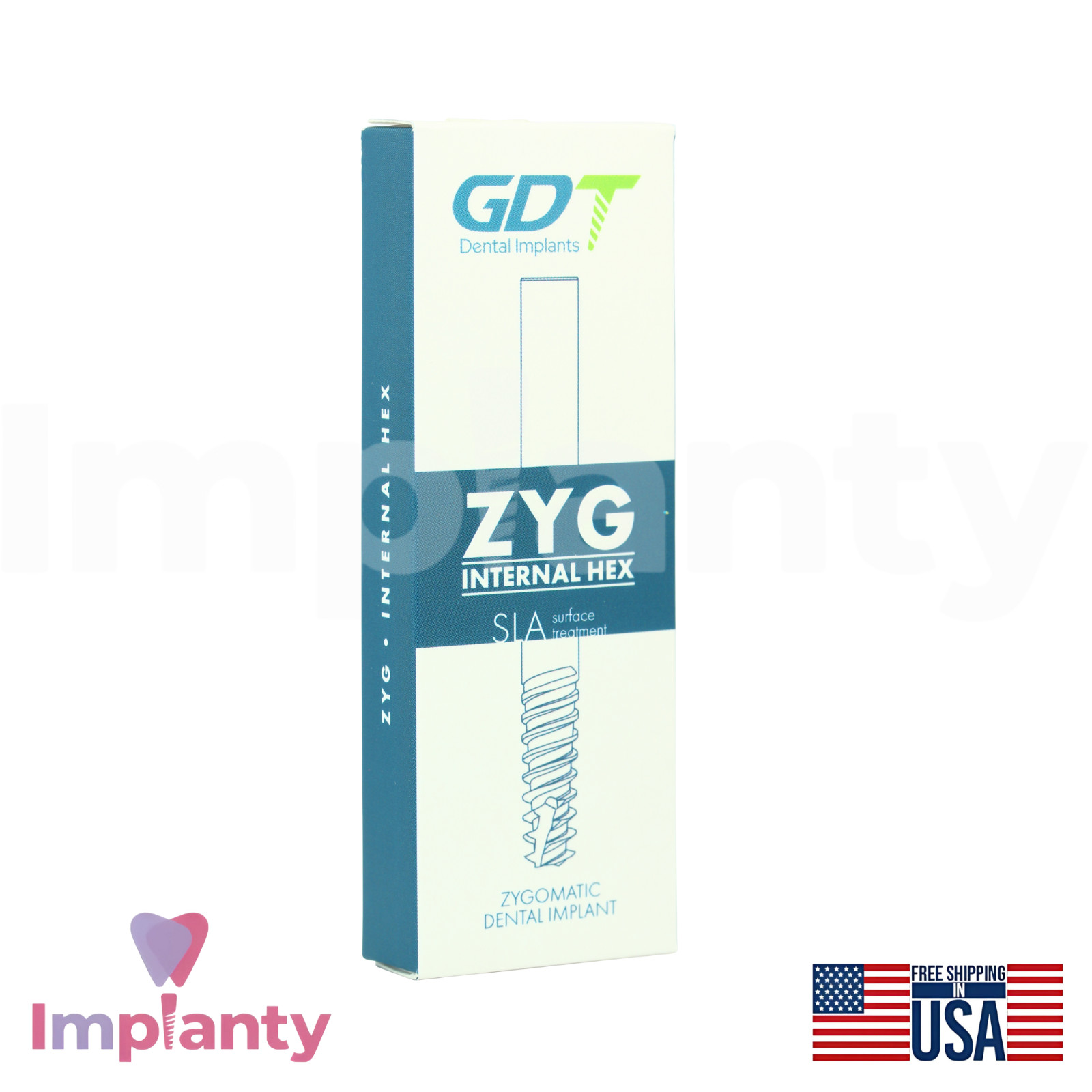 GDT ZYG Dental Fixture Ø4.2mm Diameter Titanium Int Hex 2.42mm Connection
