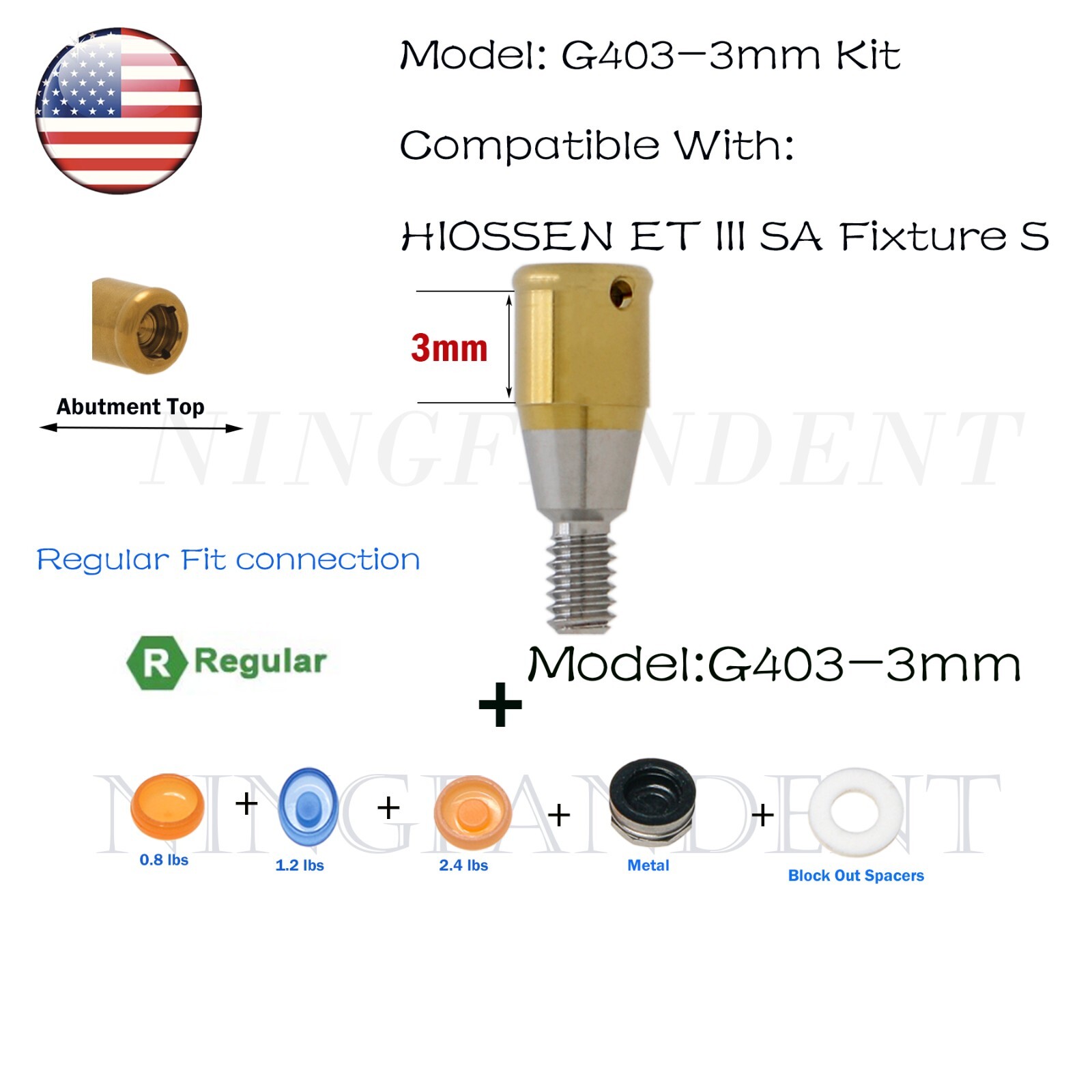 US Implant Locator Abutment & Retention Caps For Hiossen ET III Mini/Standard
