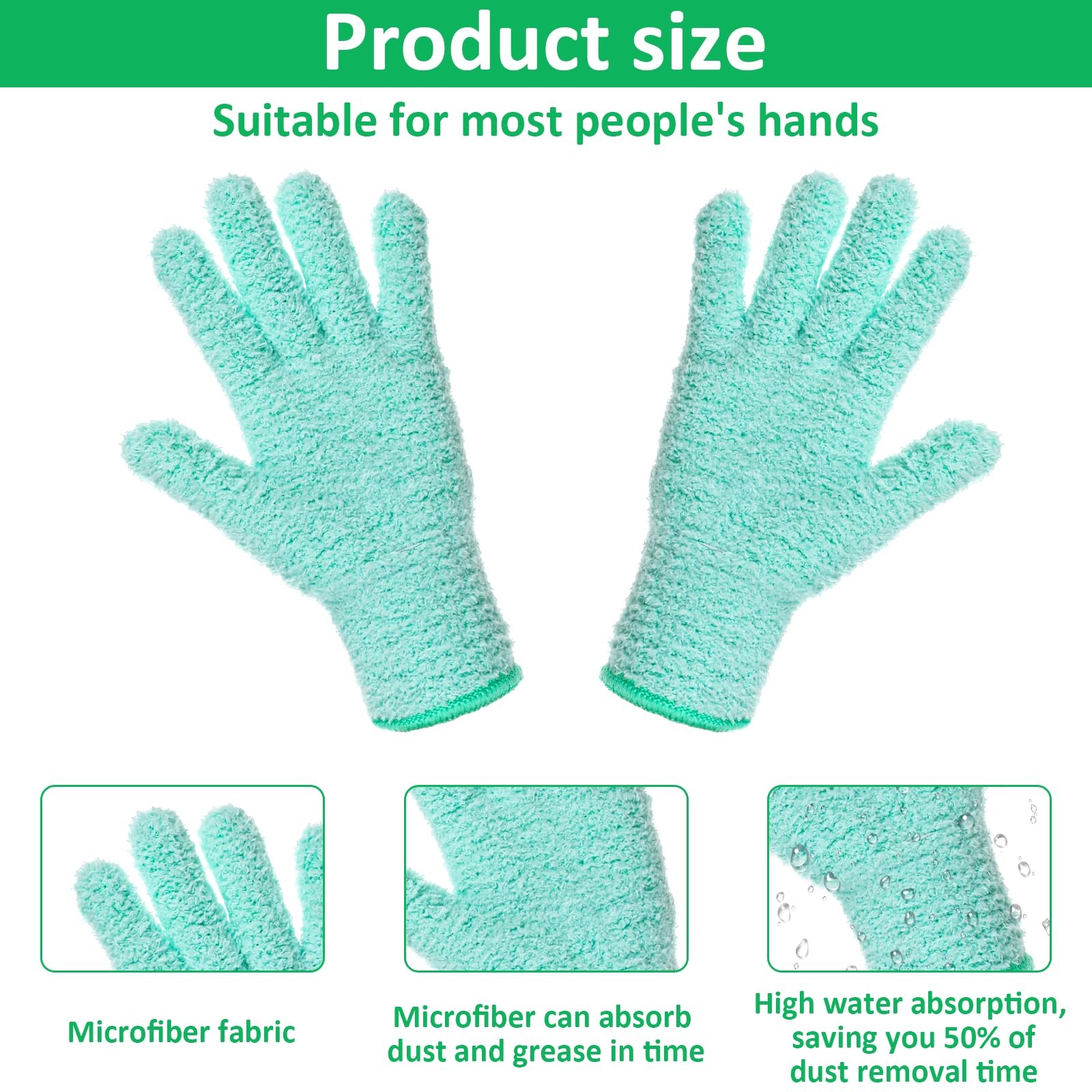 2 Pairs Microfiber Dusting Gloves, Reusable Plant Cleaning GlovesWashable Lea…