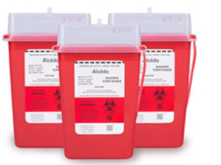 Alcedo Sharps Container for Home Use and Professional 1 Quart (3-Pack) | Biohaza