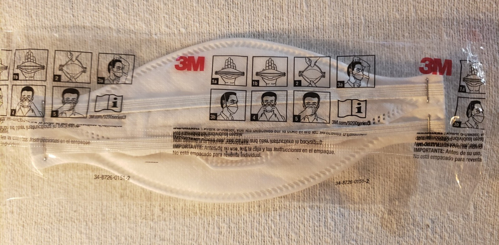 Qty 10 – 3M 9210+ Aura N95 NIOSH Mask – Headband – NEW & Individually Sealed