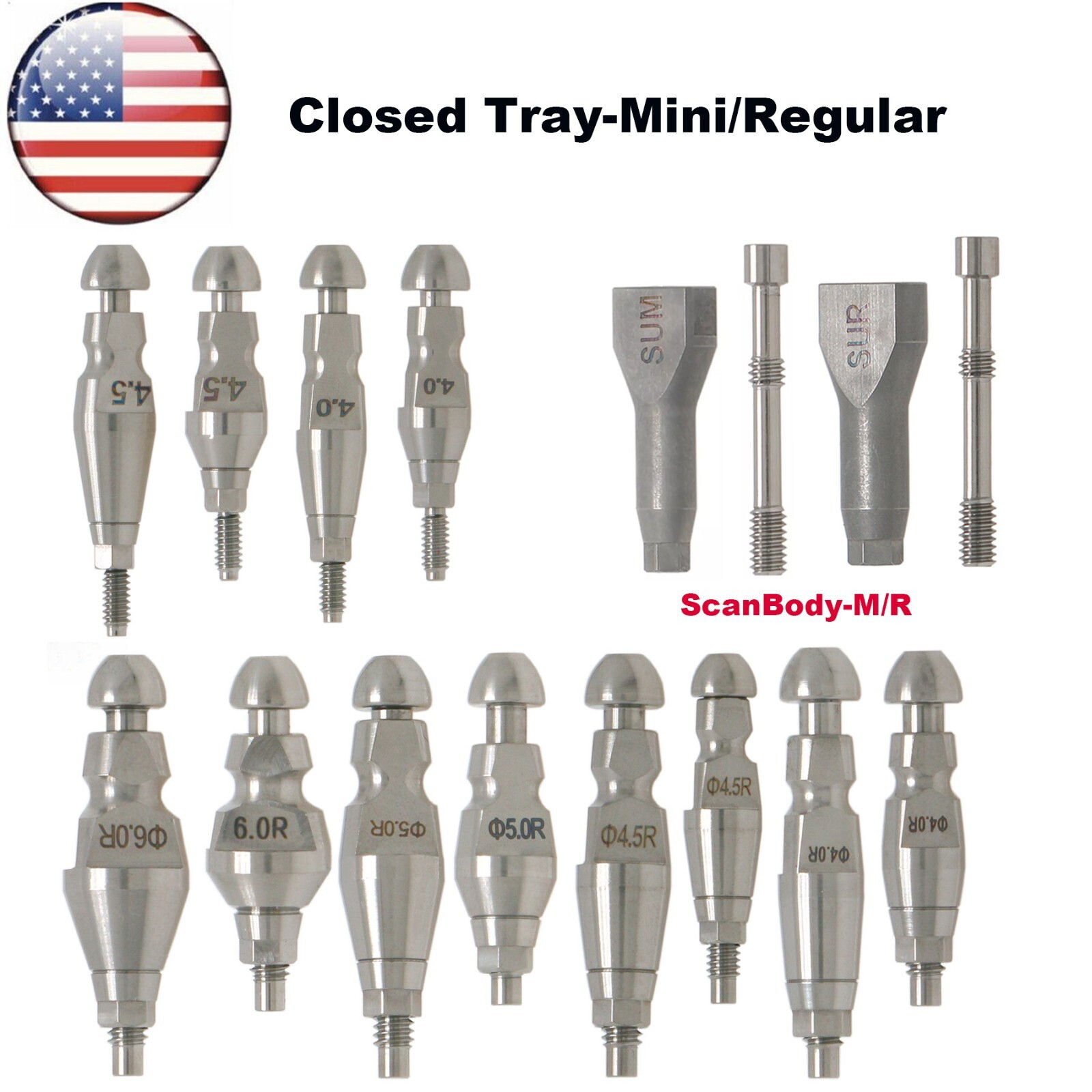 US Dental Hiossen Osstem Transfer Impression Coping Open/Closed Tray Lab Analog