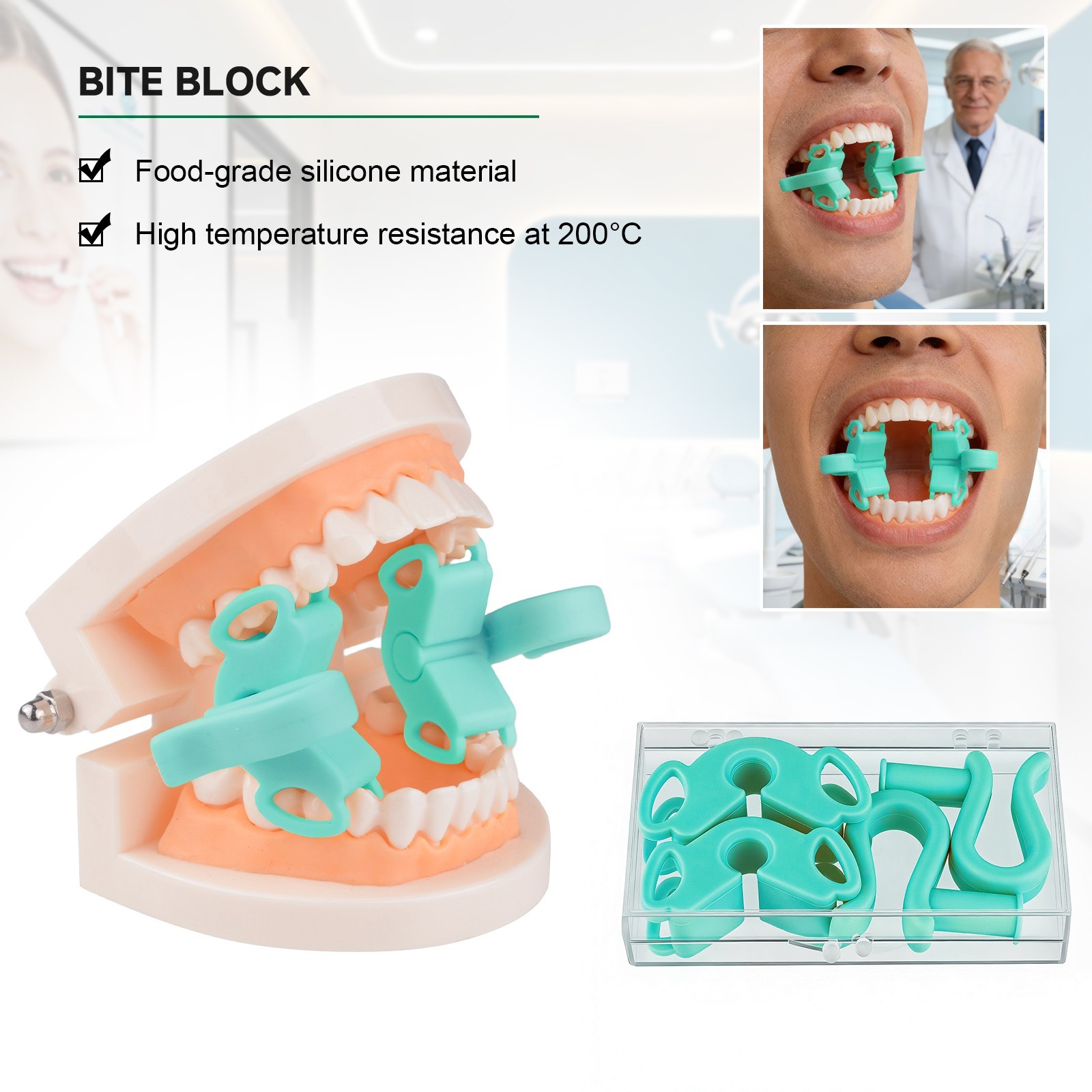 1Set Dental Mouth Prop Opener Retractor Soft Silicone Bite Blocks Occlusal Pad