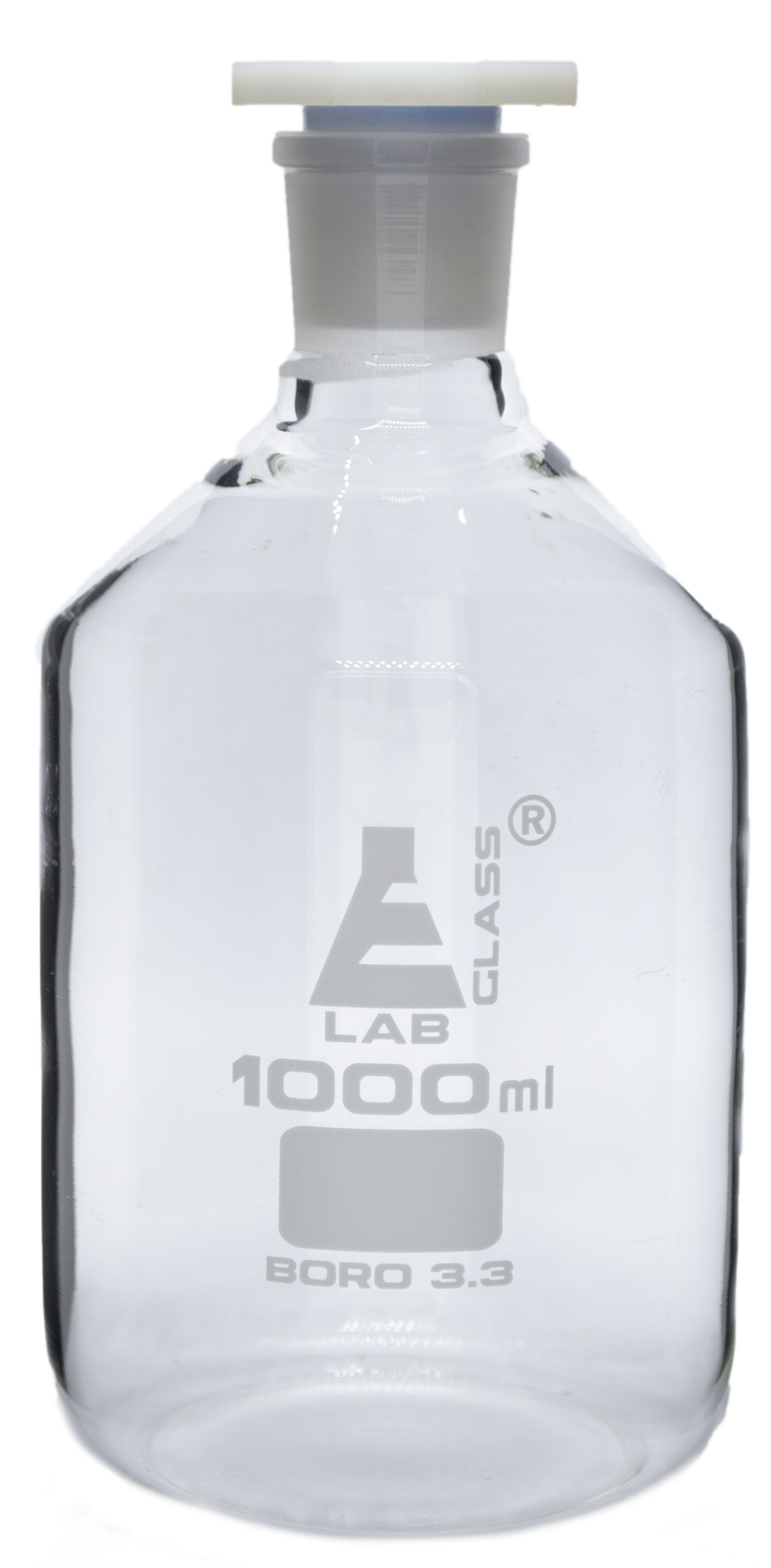 1000mL (33.8oz) Glass Reagent Bottle with Acid Proof Polypropylene Stopper,