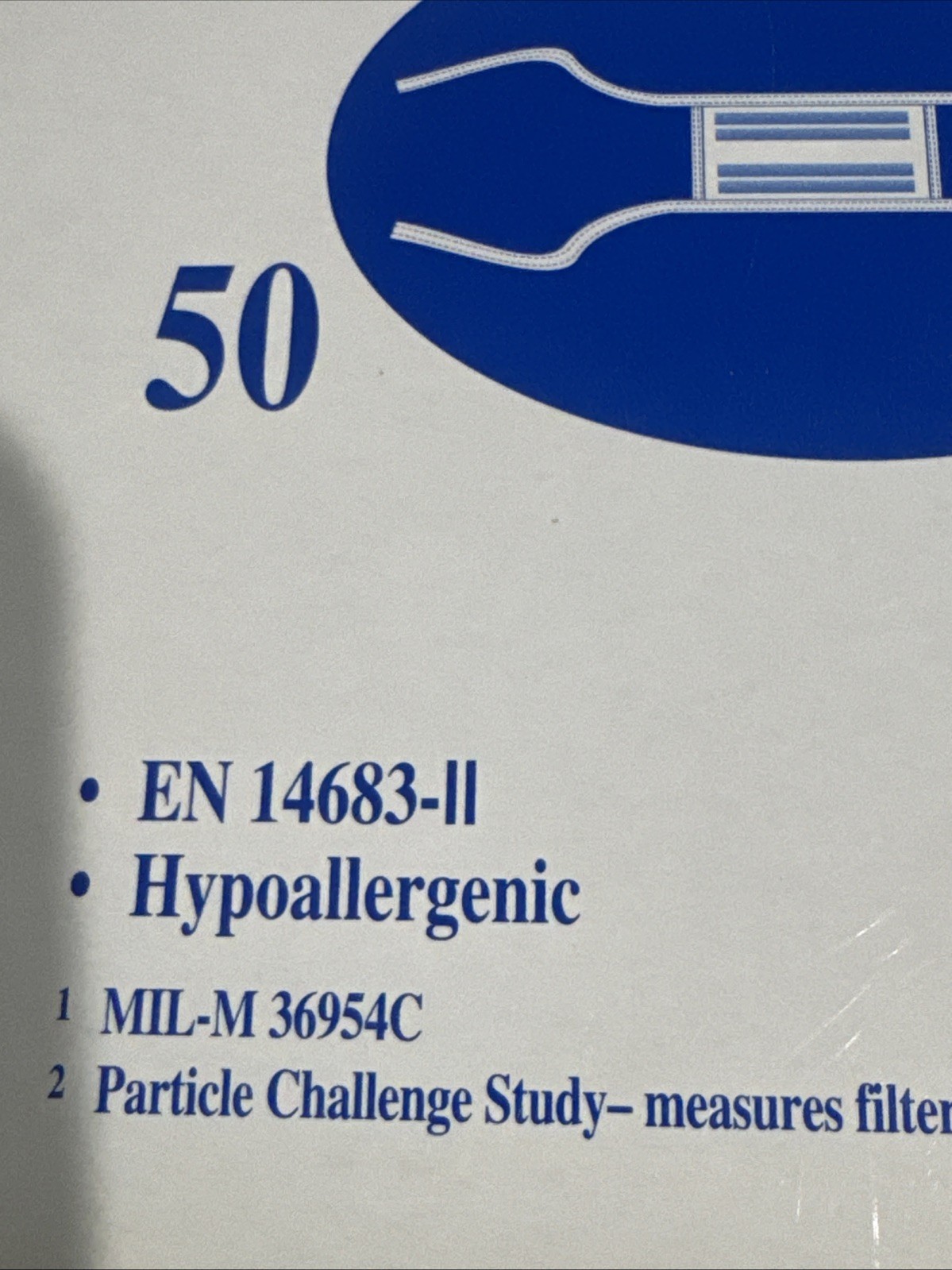 *50-Pieces* 3M Tie-On Surgical EN14683 Type II Blue Face Mask 1818