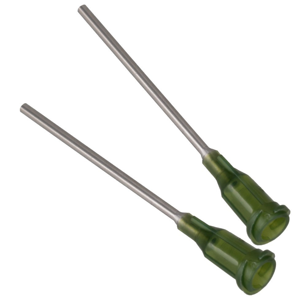 200PCS Screw Mount 1.5inch Dispensing Blunt Needles 14Ga Olive color