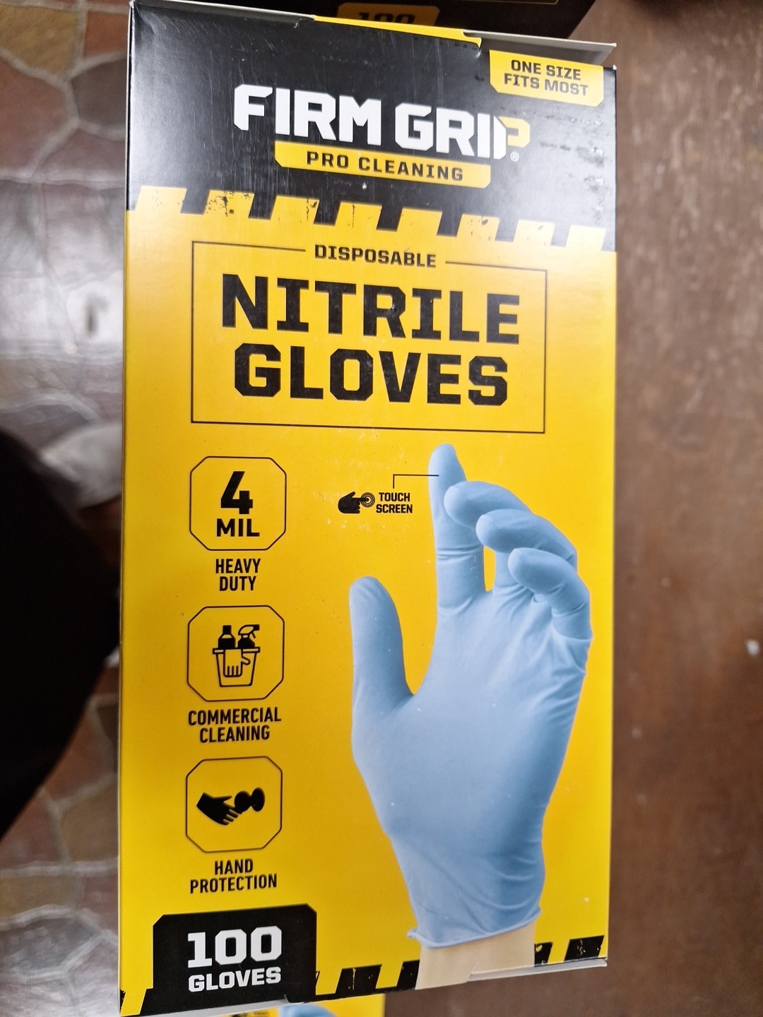 Firm Grip Pro Cleaning Nitrile Gloves Hand Protection Disposable 4 Mil 100 Count