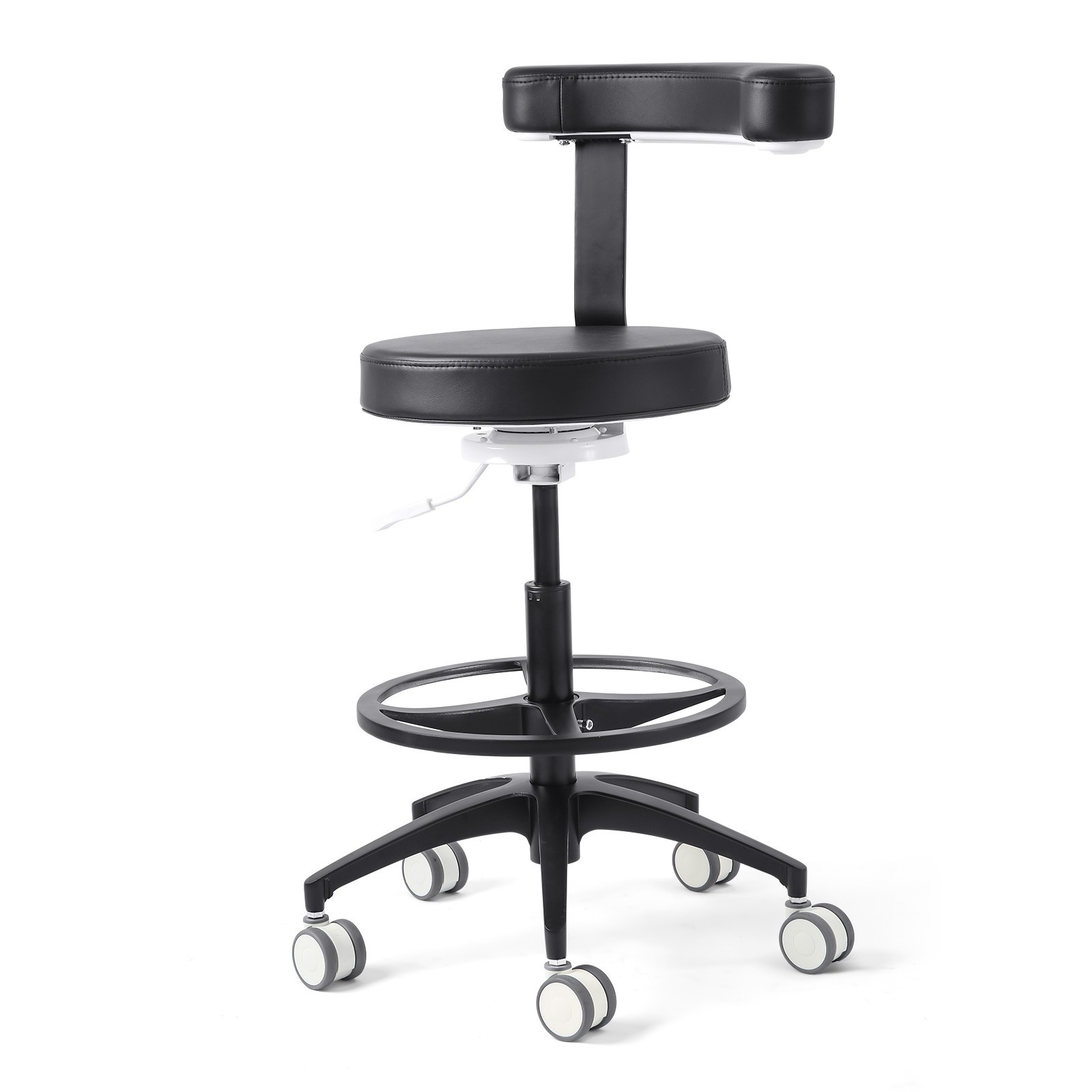 JMU Dental Doctor Stool Adjustable Seat Height Back Assistant Stool 2 Yer Warrty