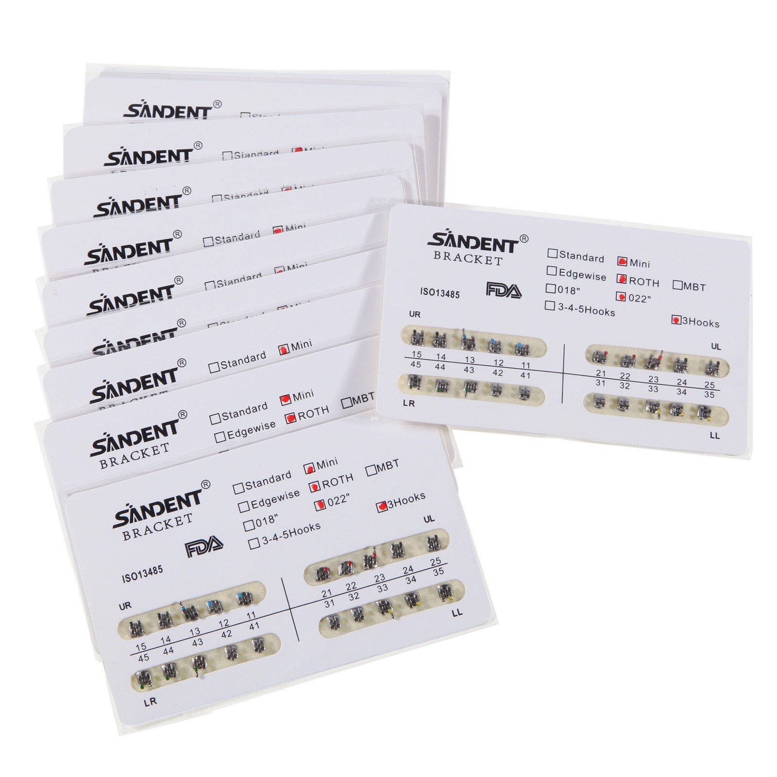 10 Packs USA Dental Orthodontics Brackets Braces Mini Roth 022″Slot 3 Hooks