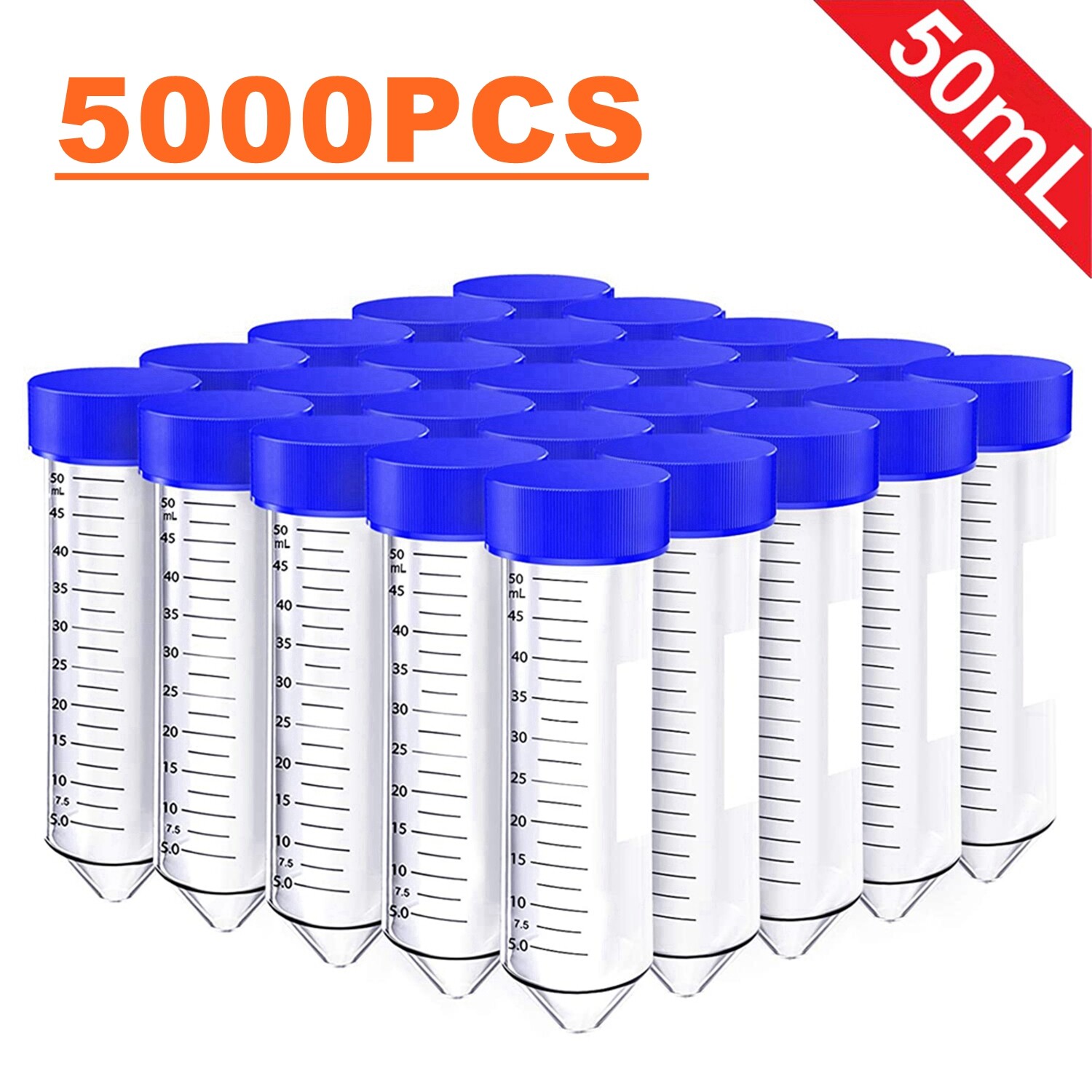 Simpure 5000x Sterile Conical Plastic Test Tubes 50mL Screw Cap DNase/RNase Free