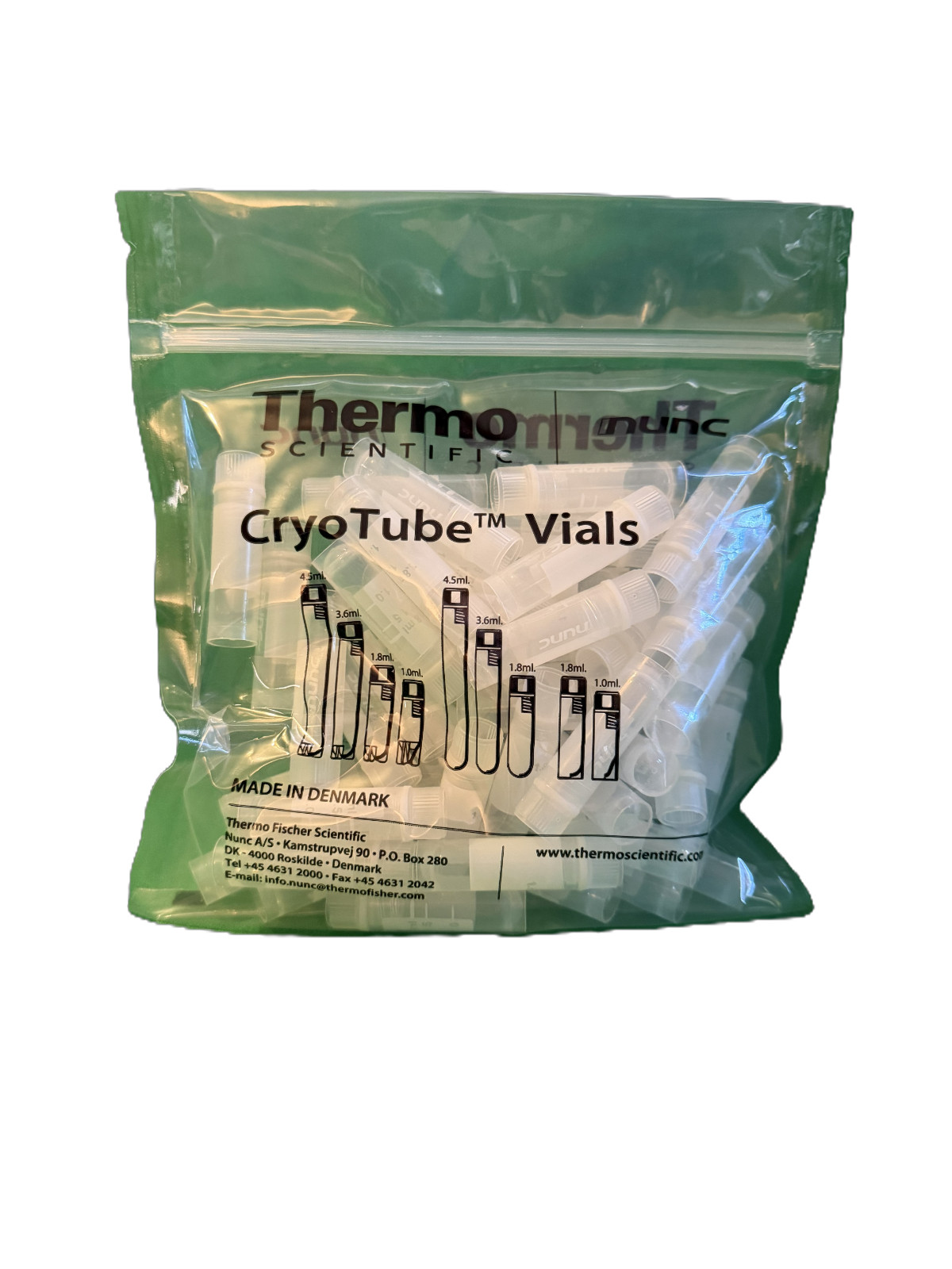 NUNC THERMO SCIENTIFIC 1.8mL Round PP Internal Cryogenic Tubes 368632 (450/Case)