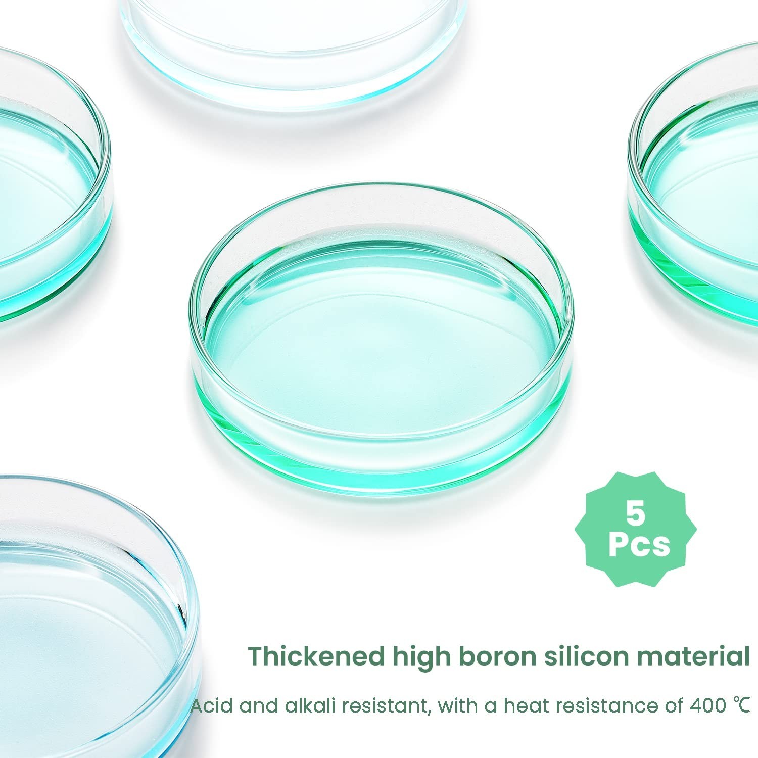 5-Piece 60mm Glass Petri Dish Set – Durable Borosilicate for Bacterial Cultures