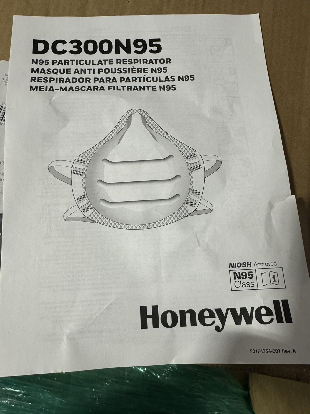 200 Honeywell N95 DC300N95B Particulate Respirators Face Mask NIOSH Approved