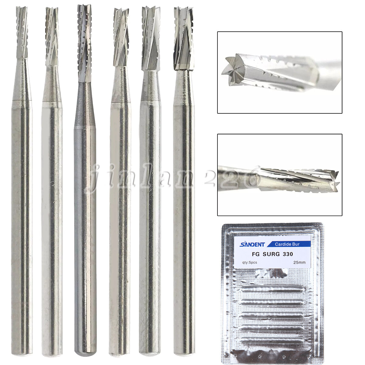 Dental Carbide (Surgica)l Burs 19/25mm Shank 557 330 FG SURG Straight Fissure