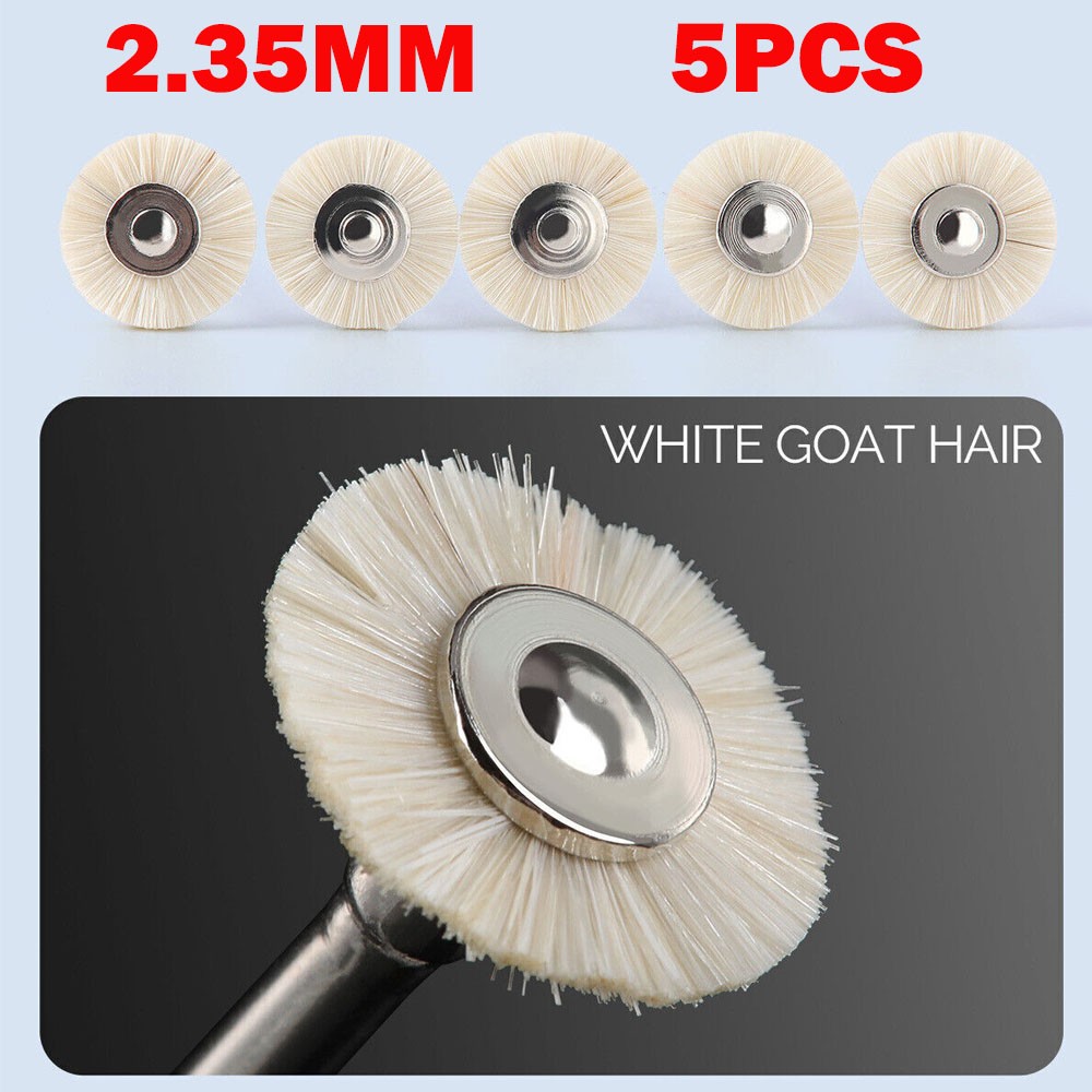 5Pc Goat Hair Dental Polishing Brush Wheel 2.35mm Contra Angle RA Latch Type NEW