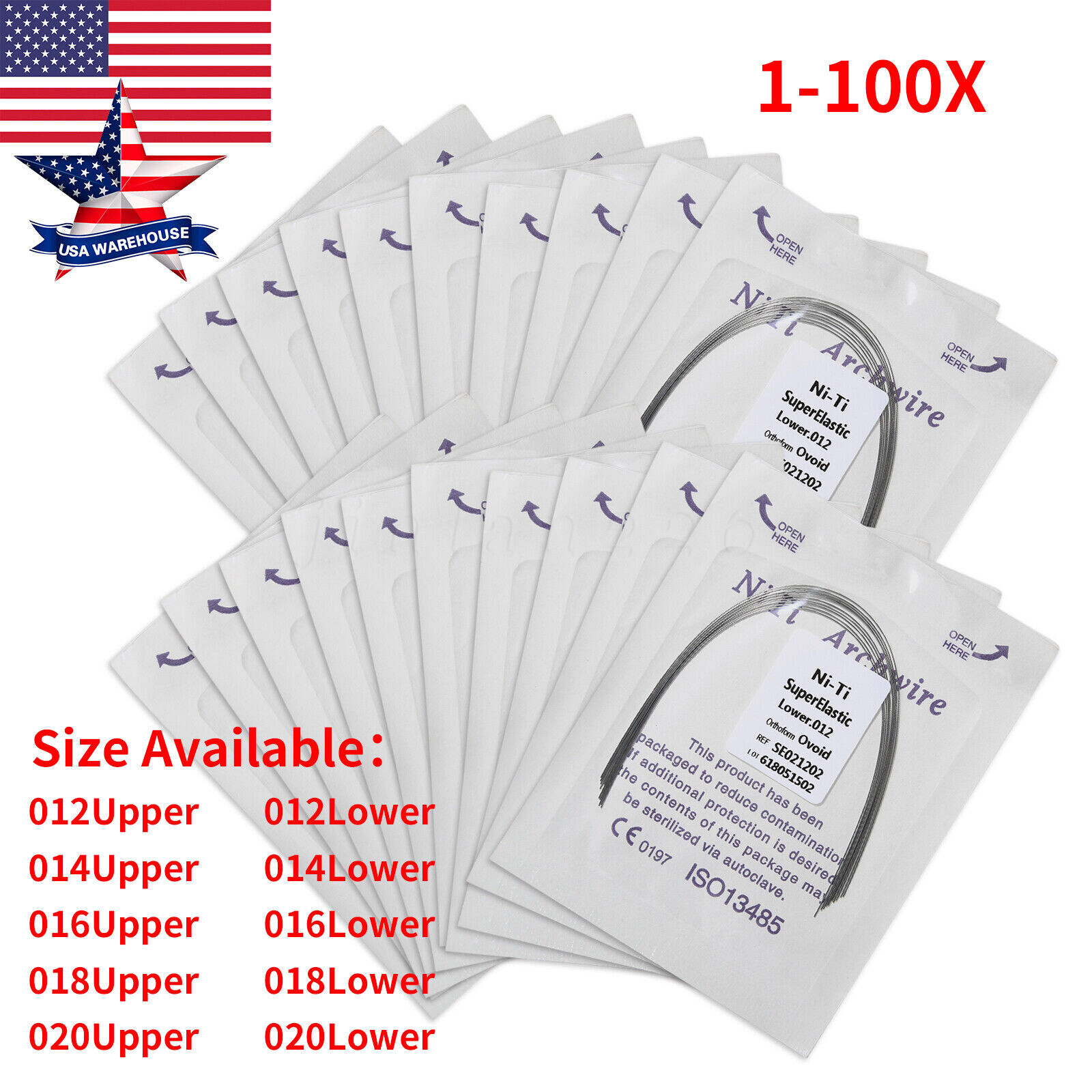 10-1000pcs Dental Super Elastic Niti Round Arch Wires Ovoid for Bracket Braces