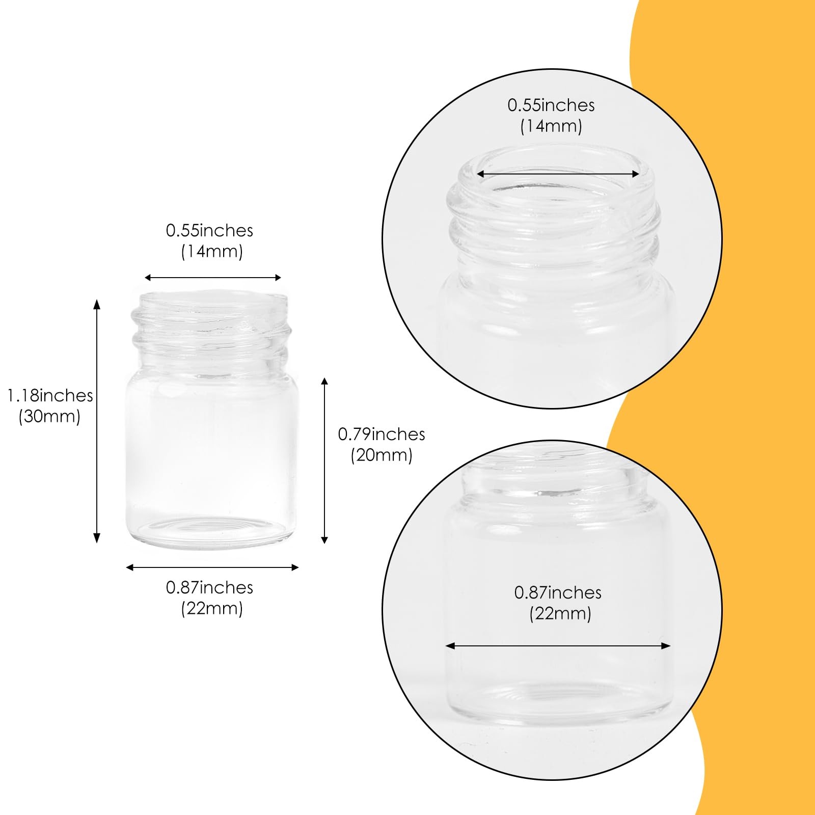 Cadbibe 5ml Glass Vials with Screw Caps and Plastic Stoppers, 5ml, Clear